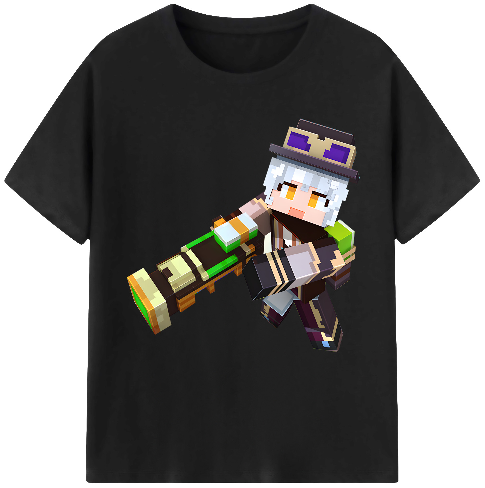 （画像用） マインクラフト ブロックの世界 Minecraft MC Block world 綿100％半袖Tシャツ（フロントプリント）