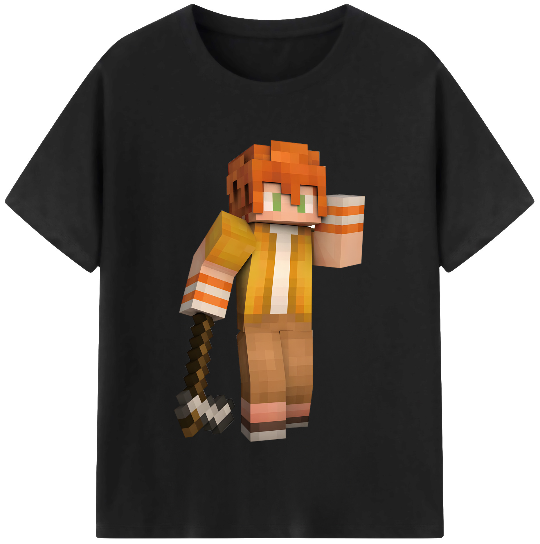 （画像用） マインクラフト ブロックの世界 Minecraft MC Block world 綿100％半袖Tシャツ（フロントプリント）