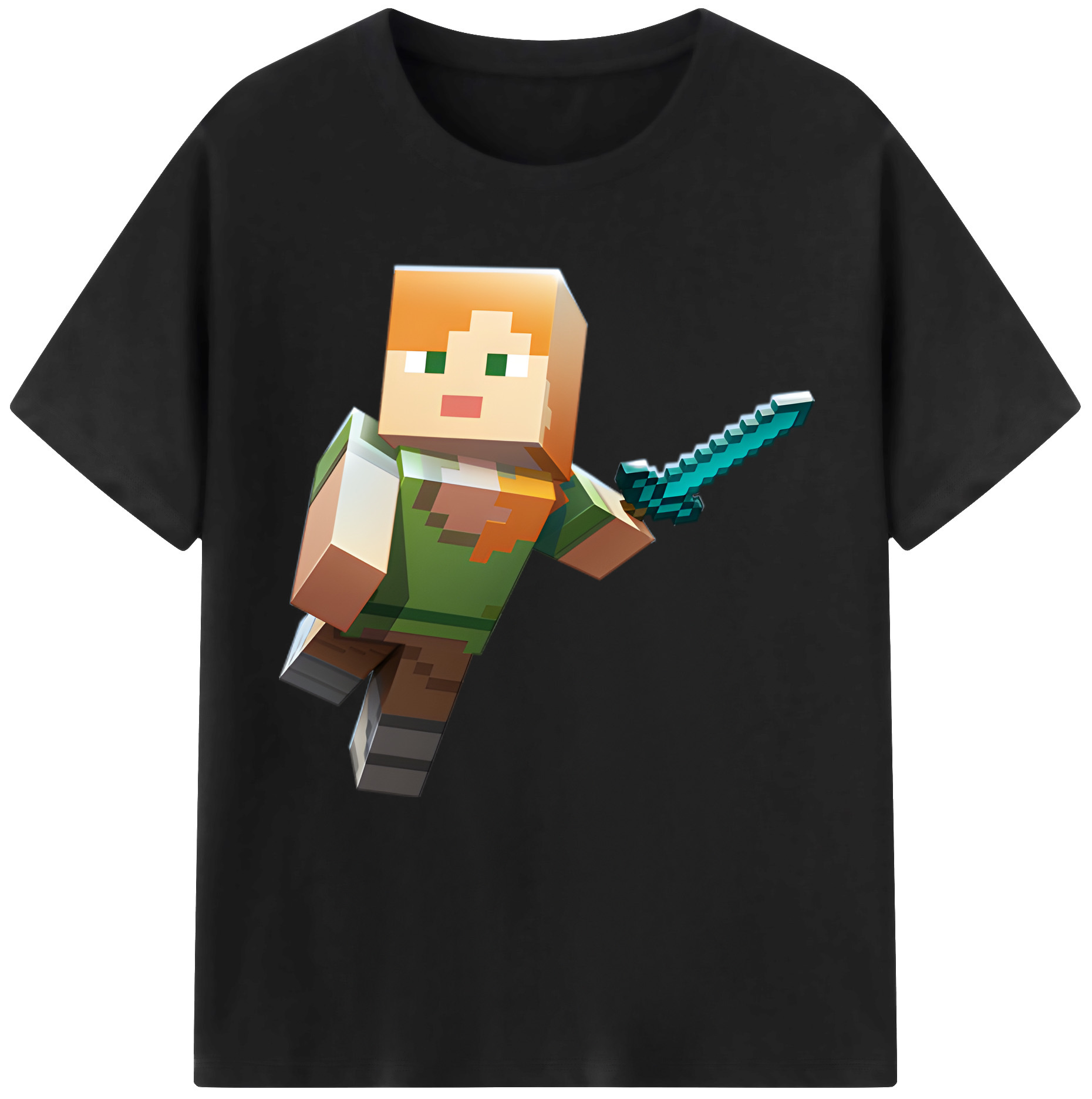 （画像用） マインクラフト ブロックの世界 Minecraft MC Block world 綿100％半袖Tシャツ（フロントプリント）