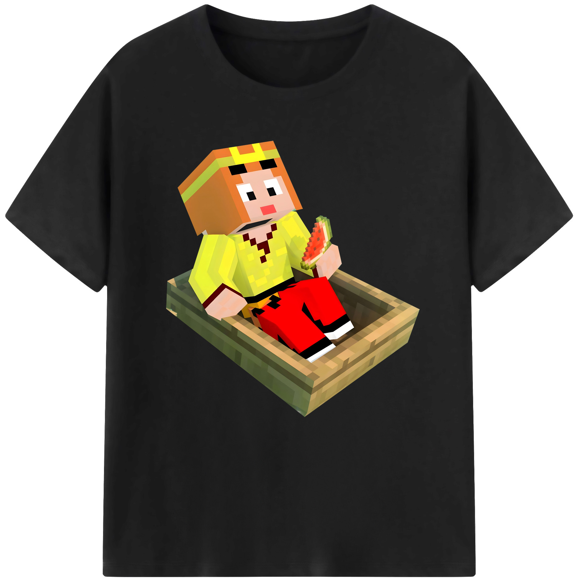 （画像用） マインクラフト ブロックの世界 Minecraft MC Block world 綿100％半袖Tシャツ（フロントプリント）