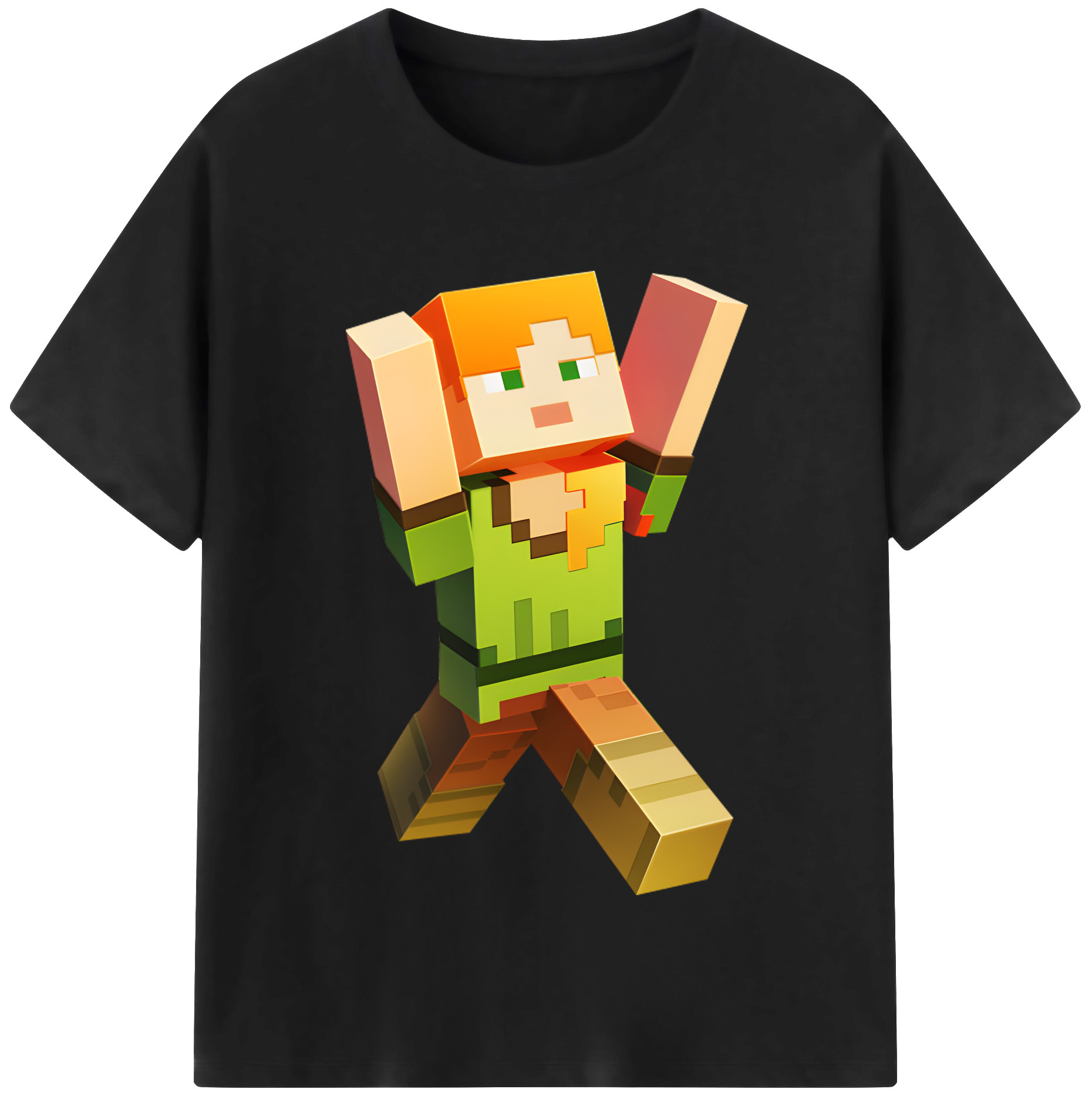 （画像用） マインクラフト ブロックの世界 Minecraft MC Block world 綿100％半袖Tシャツ（フロントプリント）