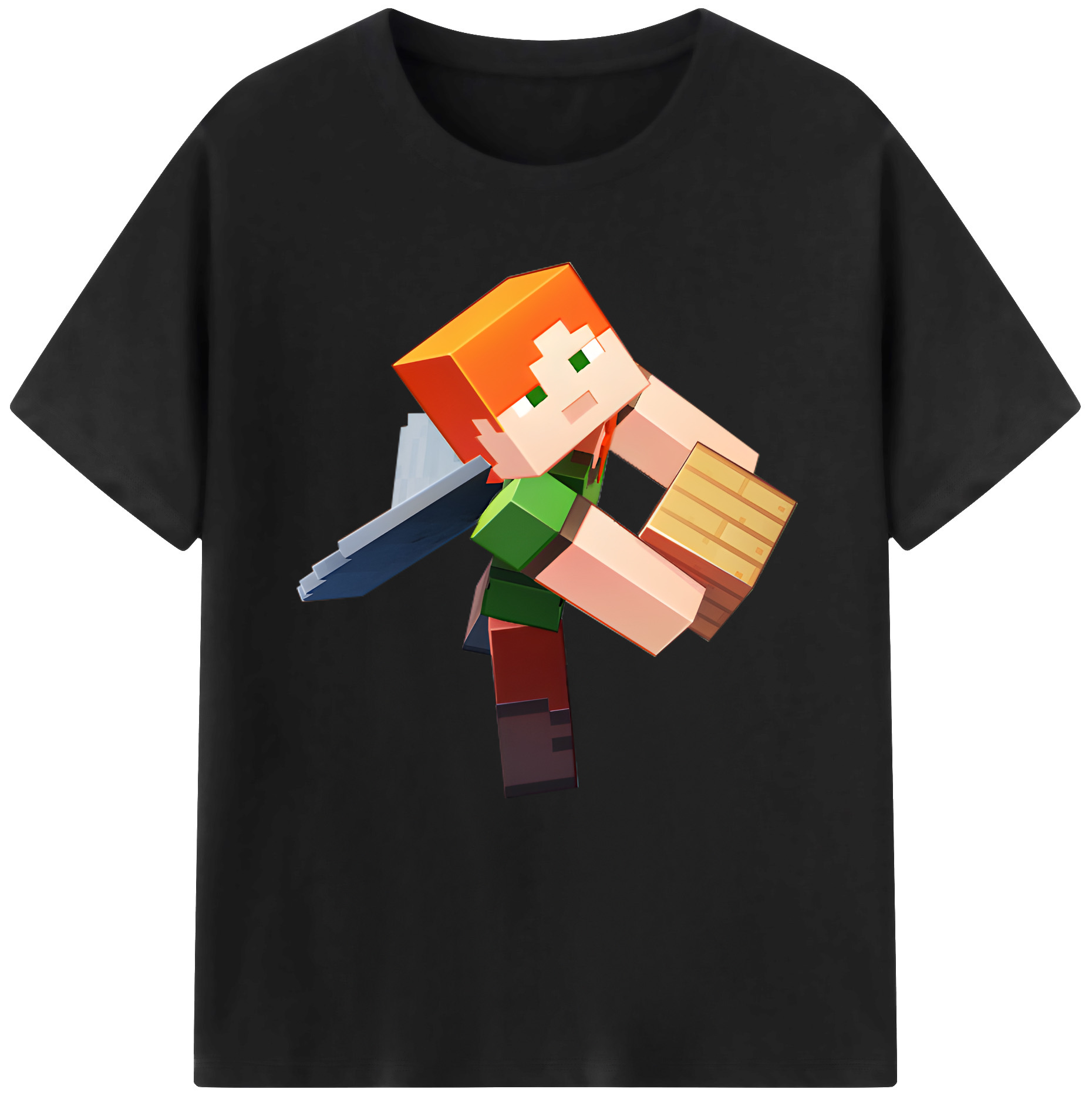 （画像用） マインクラフト ブロックの世界 Minecraft MC Block world 綿100％半袖Tシャツ（フロントプリント）