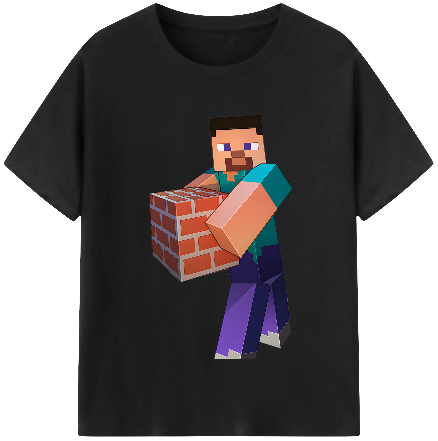 （画像用） マインクラフト ブロックの世界 Minecraft MC Block world 綿100％半袖Tシャツ（フロントプリント）