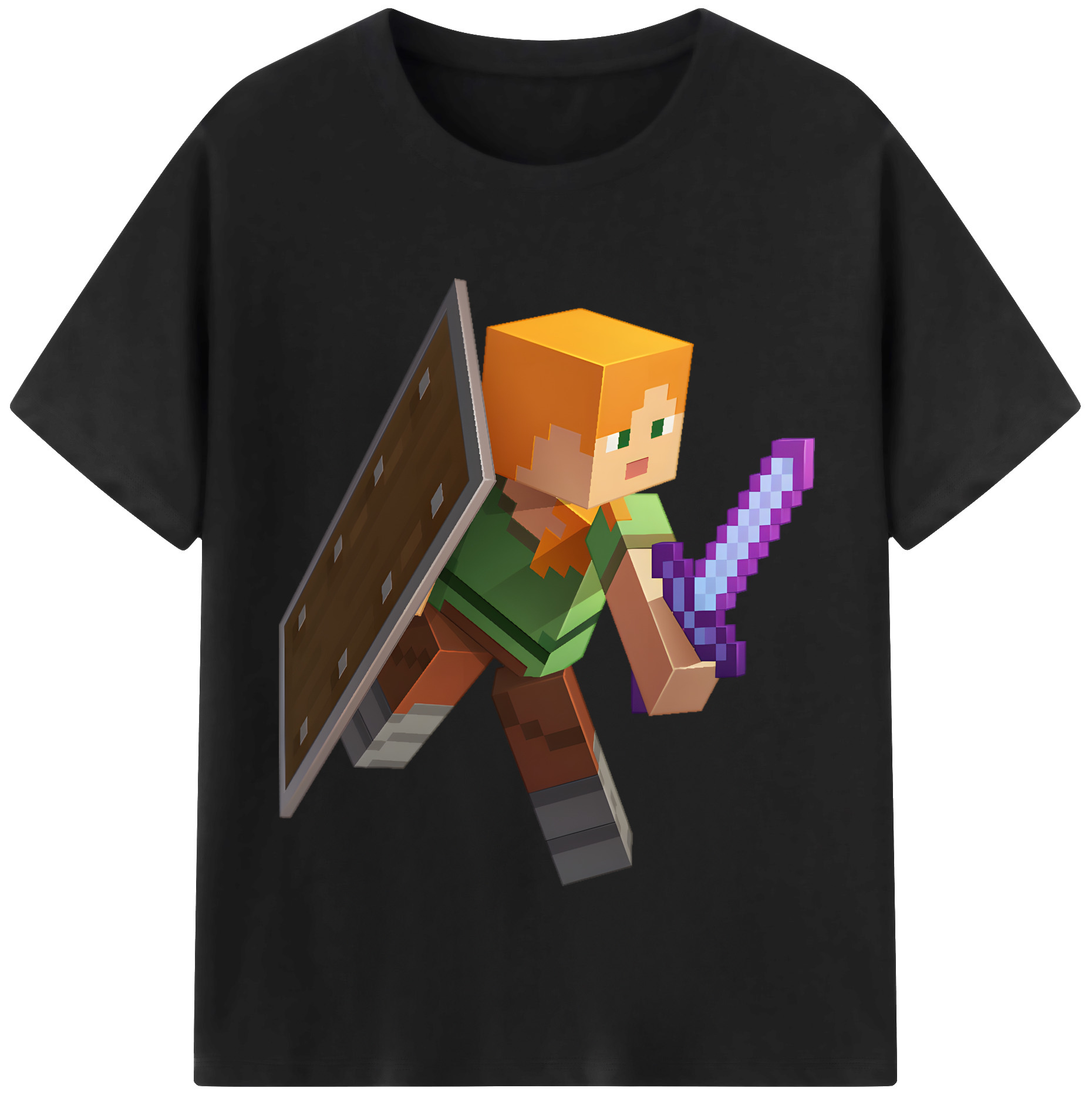 （画像用） マインクラフト ブロックの世界 Minecraft MC Block world 綿100％半袖Tシャツ（フロントプリント）