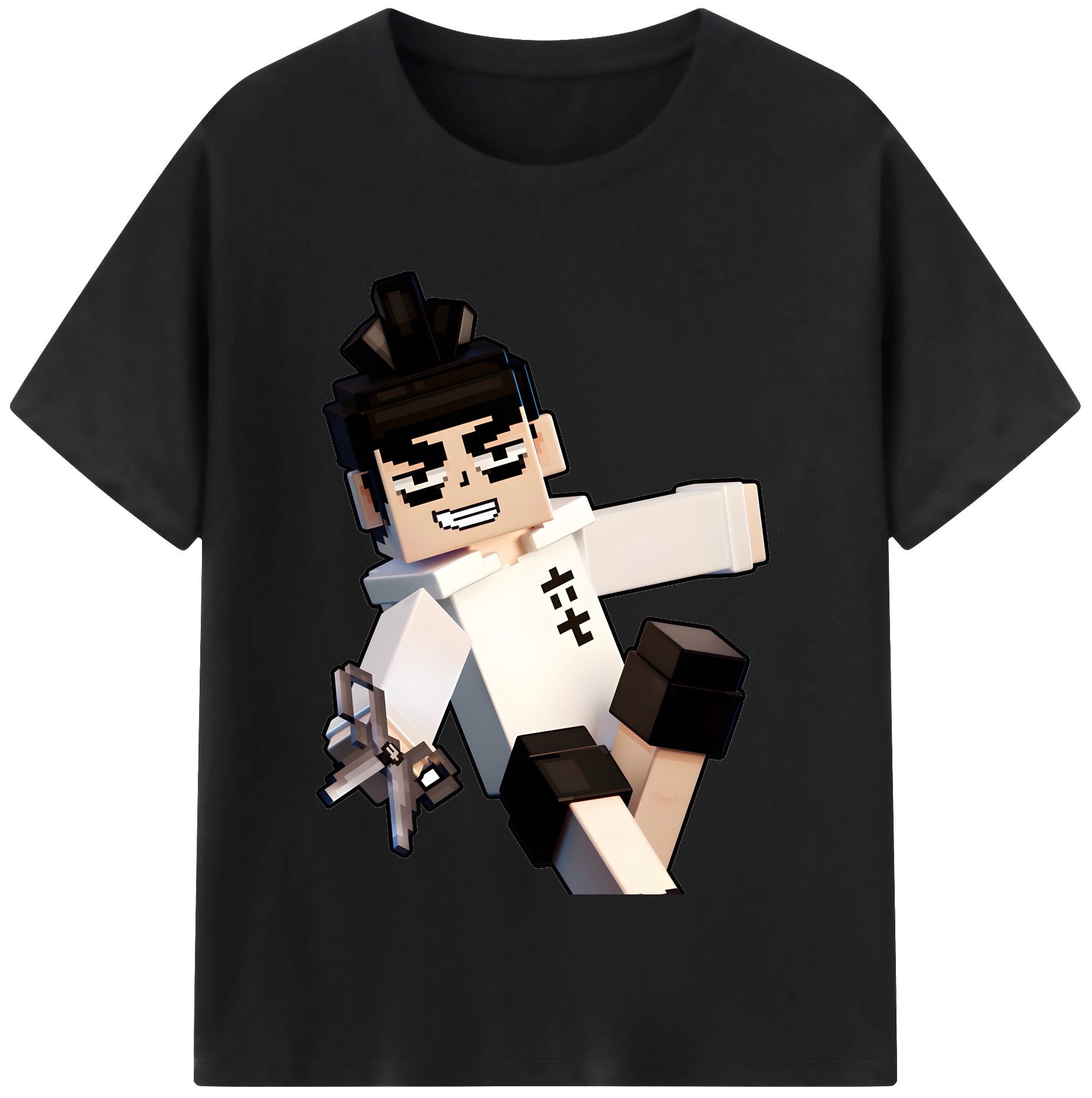 （画像用） マインクラフト ブロックの世界 Minecraft MC Block world 綿100％半袖Tシャツ（フロントプリント）