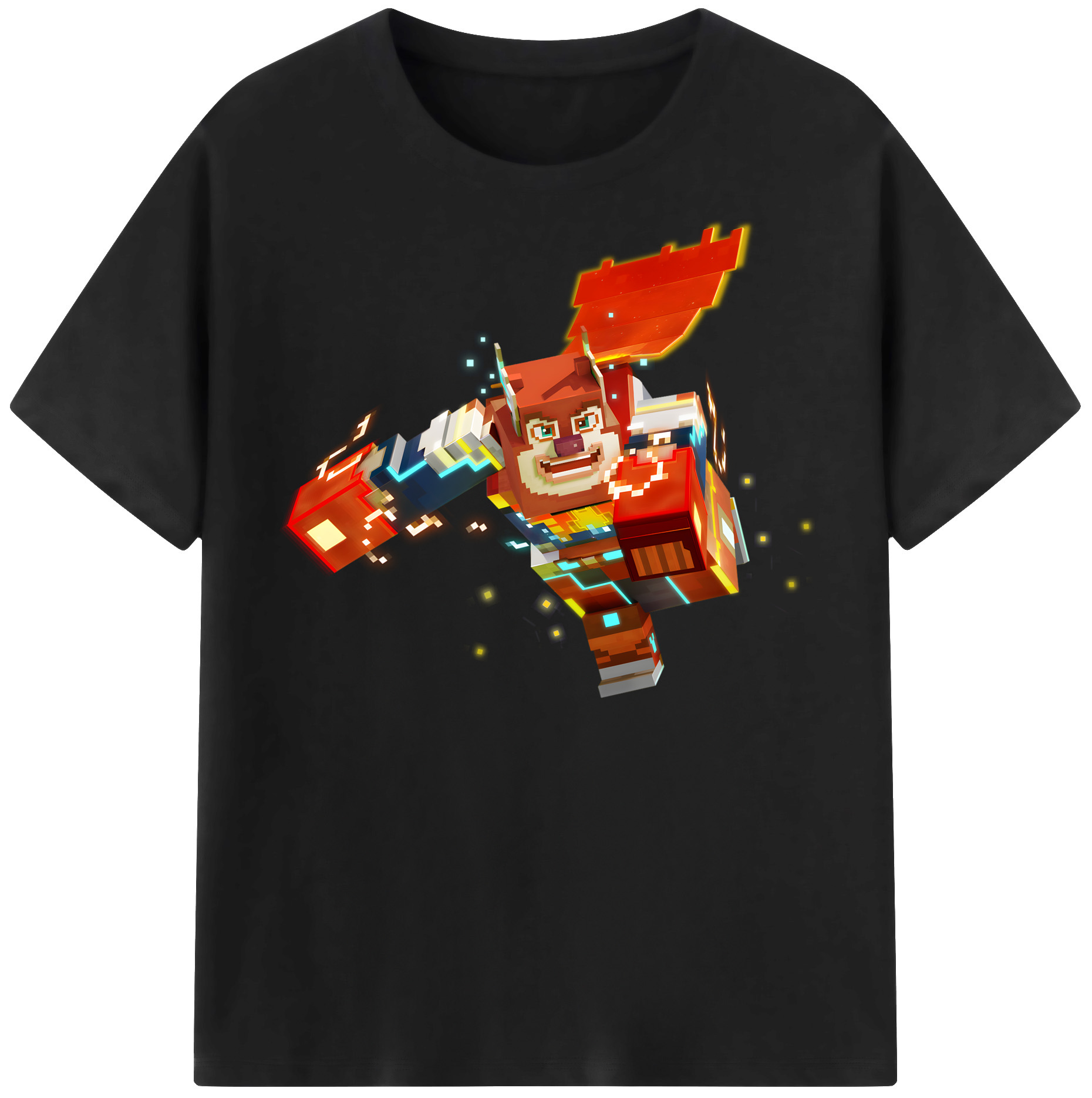 （画像用） マインクラフト ブロックの世界 Minecraft MC Block world 綿100％半袖Tシャツ（フロントプリント）