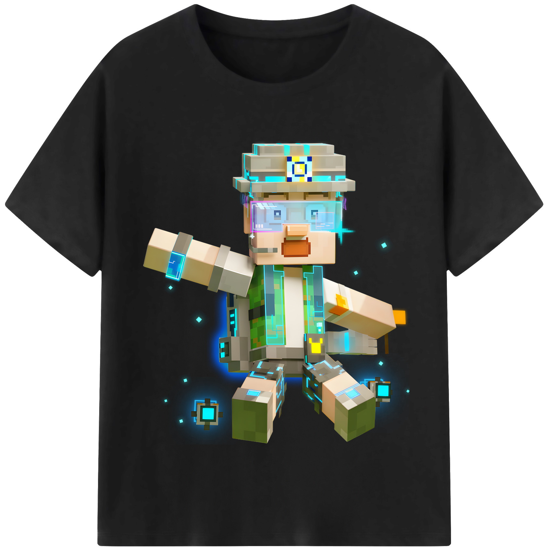 （画像用） マインクラフト ブロックの世界 Minecraft MC Block world 綿100％半袖Tシャツ（フロントプリント）