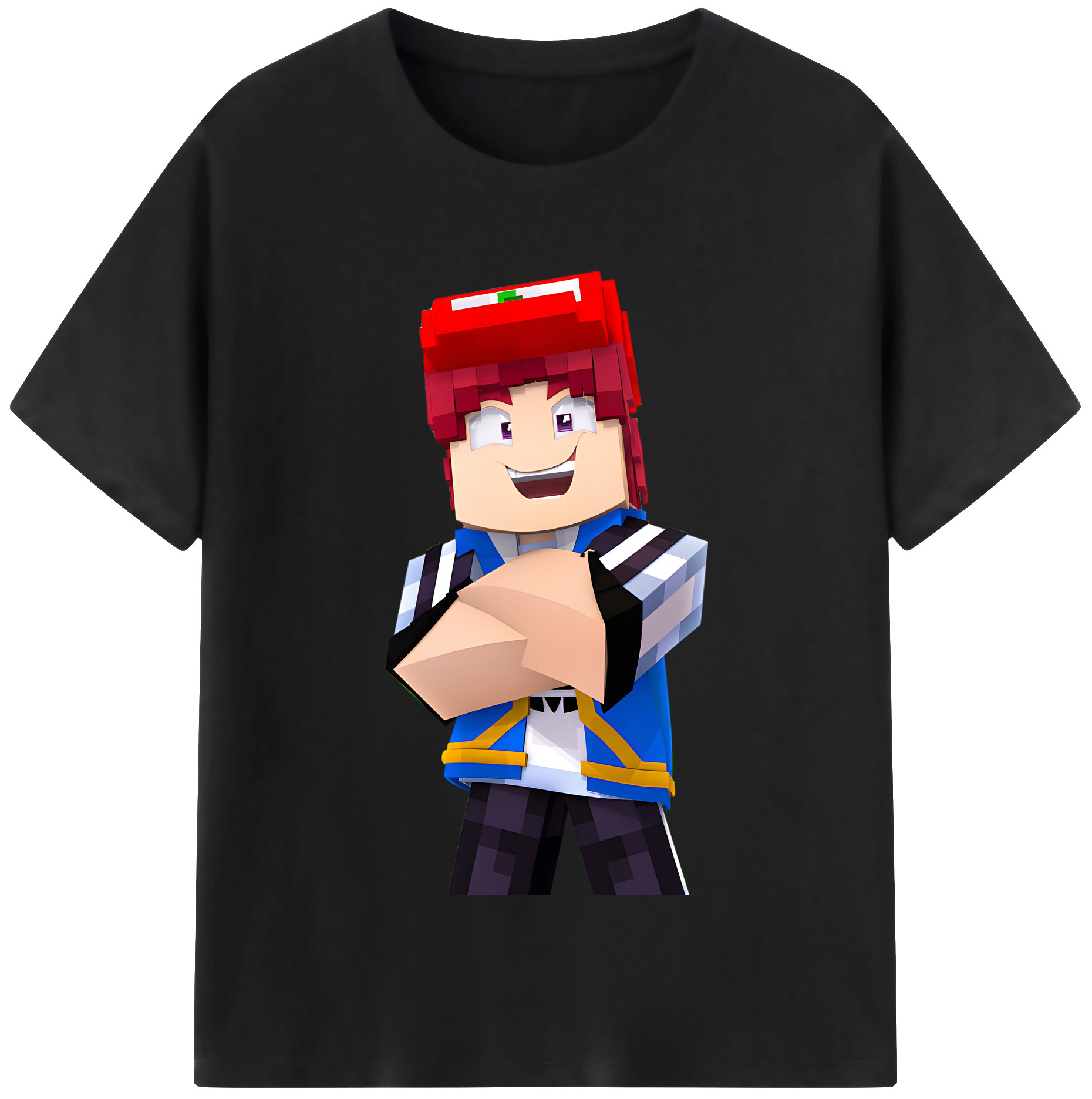 （画像用） マインクラフト ブロックの世界 Minecraft MC Block world 綿100％半袖Tシャツ（フロントプリント）