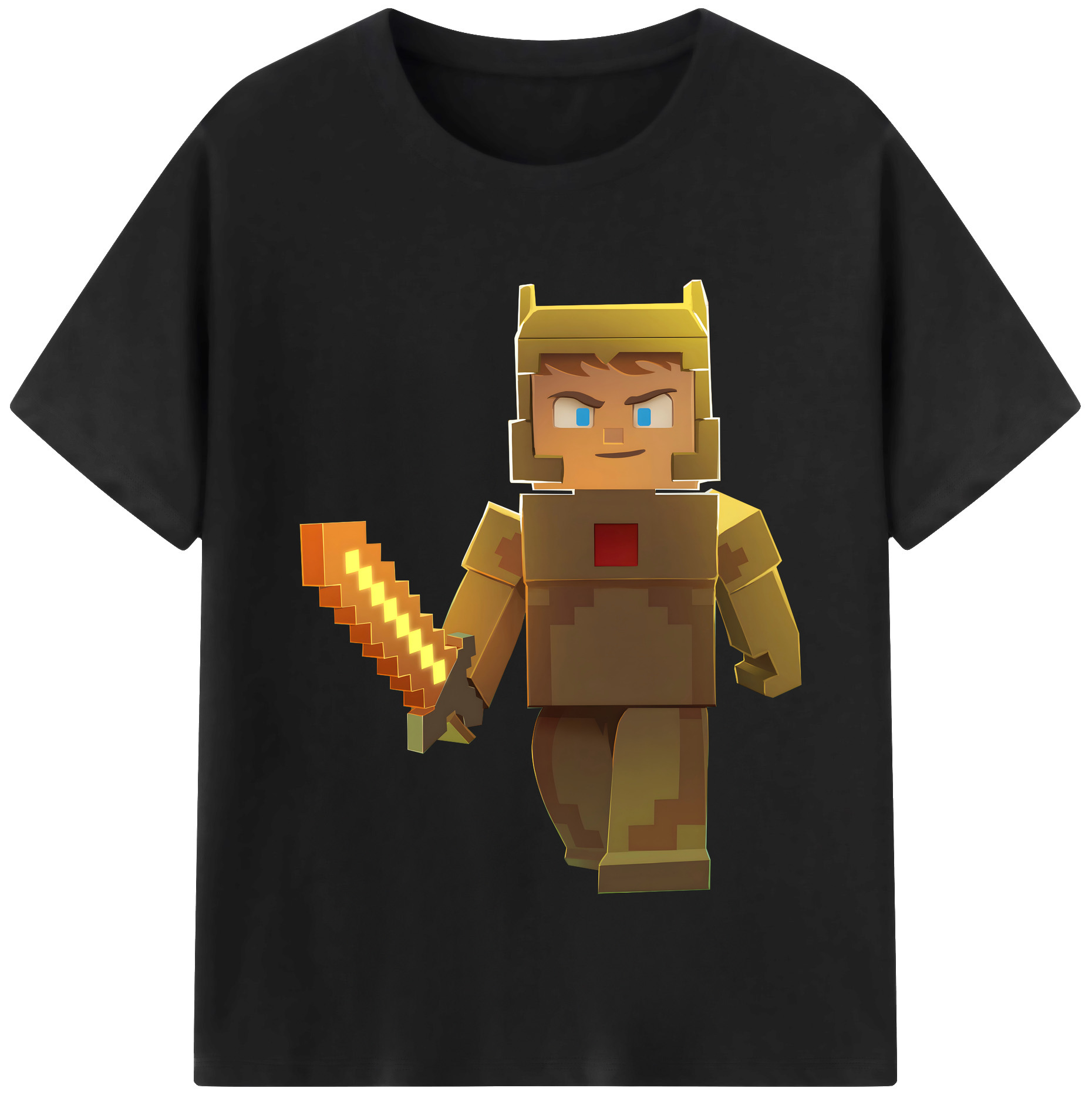 （画像用） マインクラフト ブロックの世界 Minecraft MC Block world 綿100％半袖Tシャツ（フロントプリント）