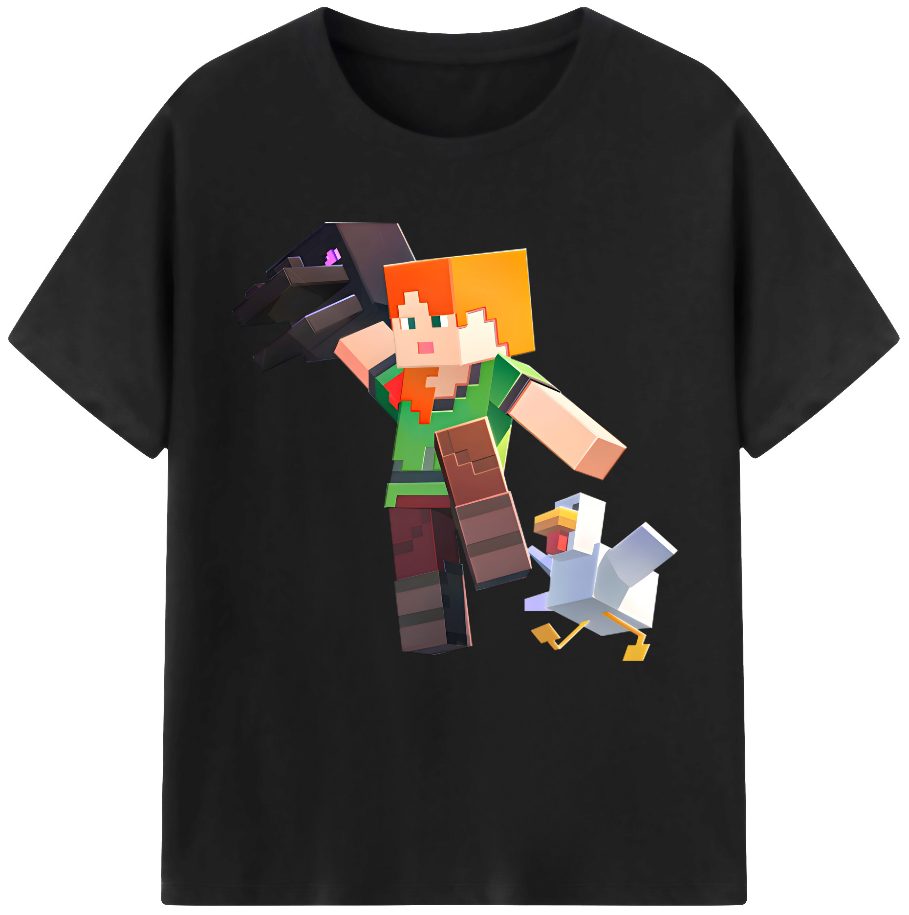 （画像用） マインクラフト ブロックの世界 Minecraft MC Block world 綿100％半袖Tシャツ（フロントプリント）