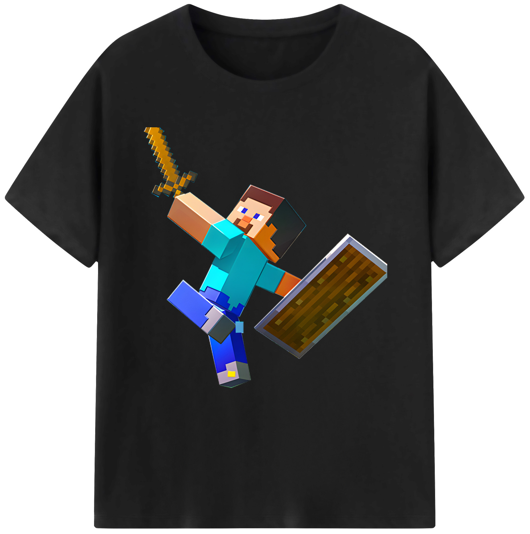 （画像用） マインクラフト ブロックの世界 Minecraft MC Block world 綿100％半袖Tシャツ（フロントプリント）