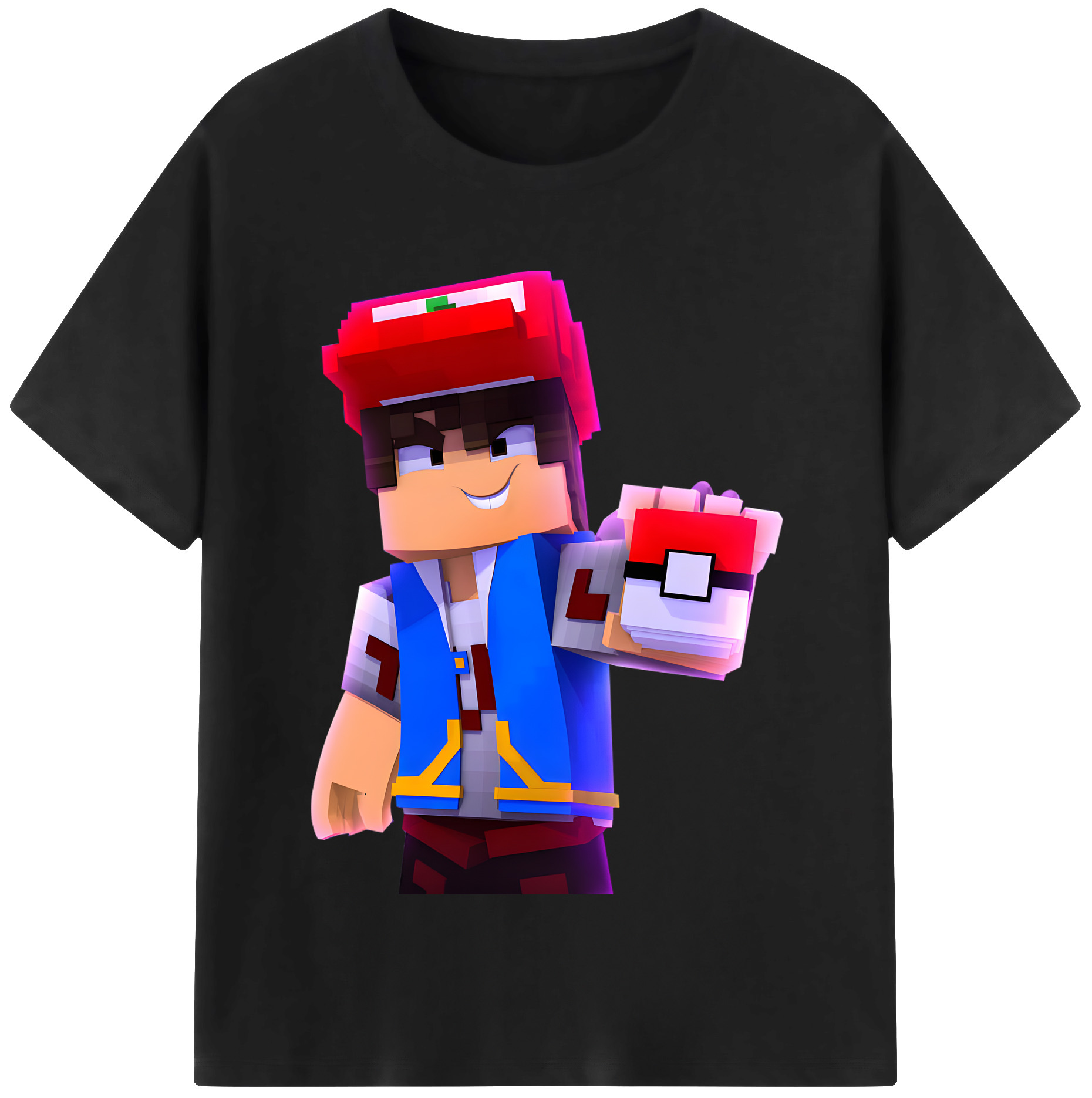 （画像用） マインクラフト ブロックの世界 Minecraft MC Block world 綿100％半袖Tシャツ（フロントプリント）
