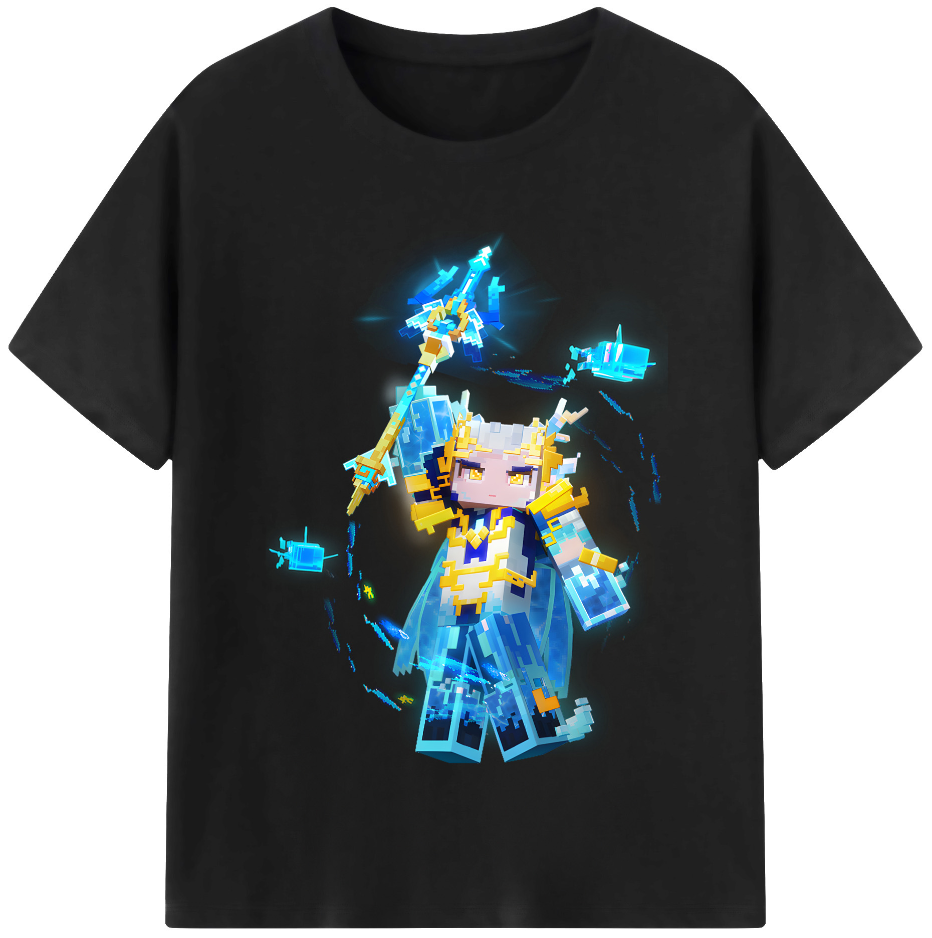 （画像用） マインクラフト ブロックの世界 Minecraft MC Block world 綿100％半袖Tシャツ（フロントプリント）