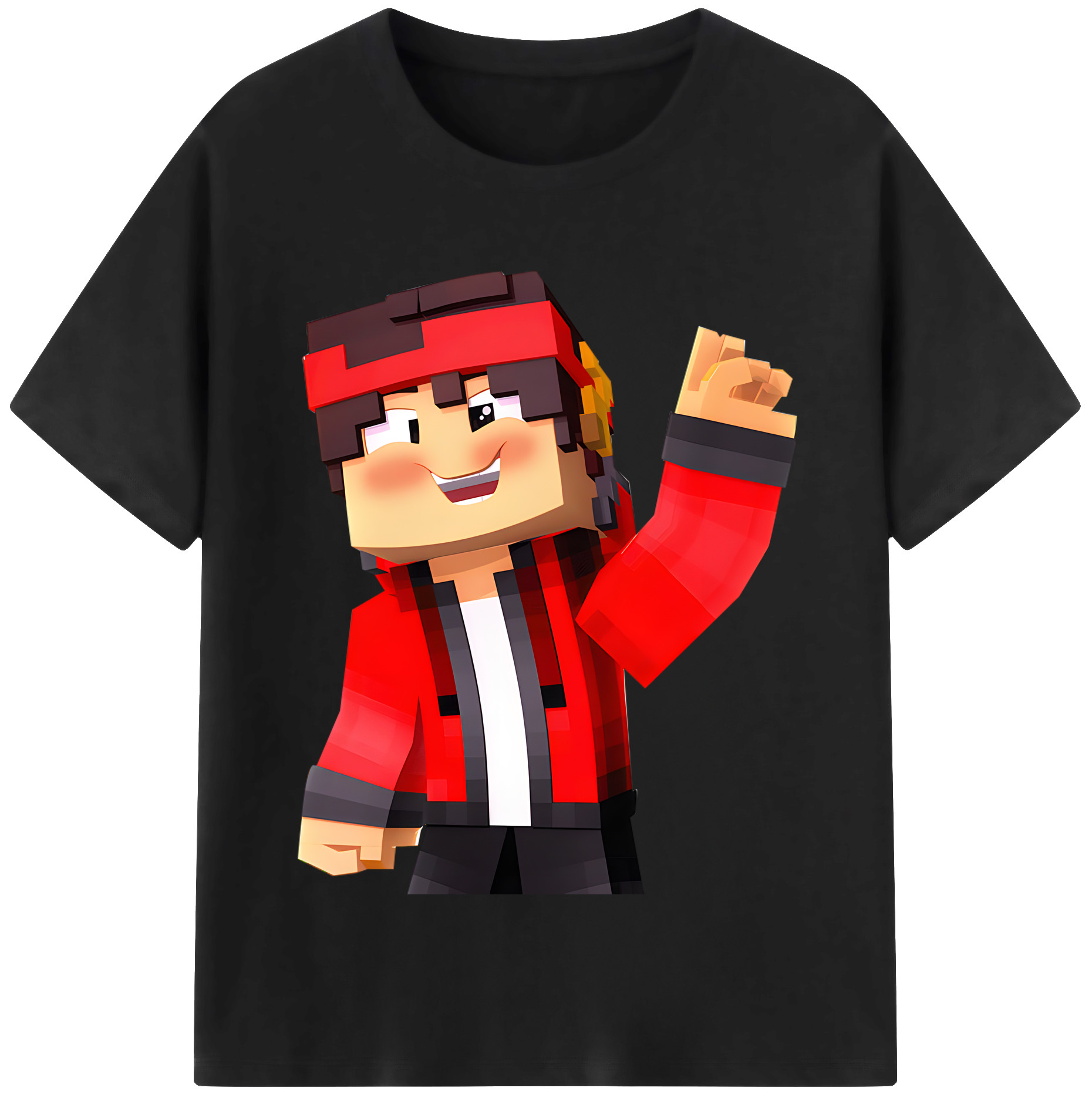 （画像用） マインクラフト ブロックの世界 Minecraft MC Block world 綿100％半袖Tシャツ（フロントプリント）