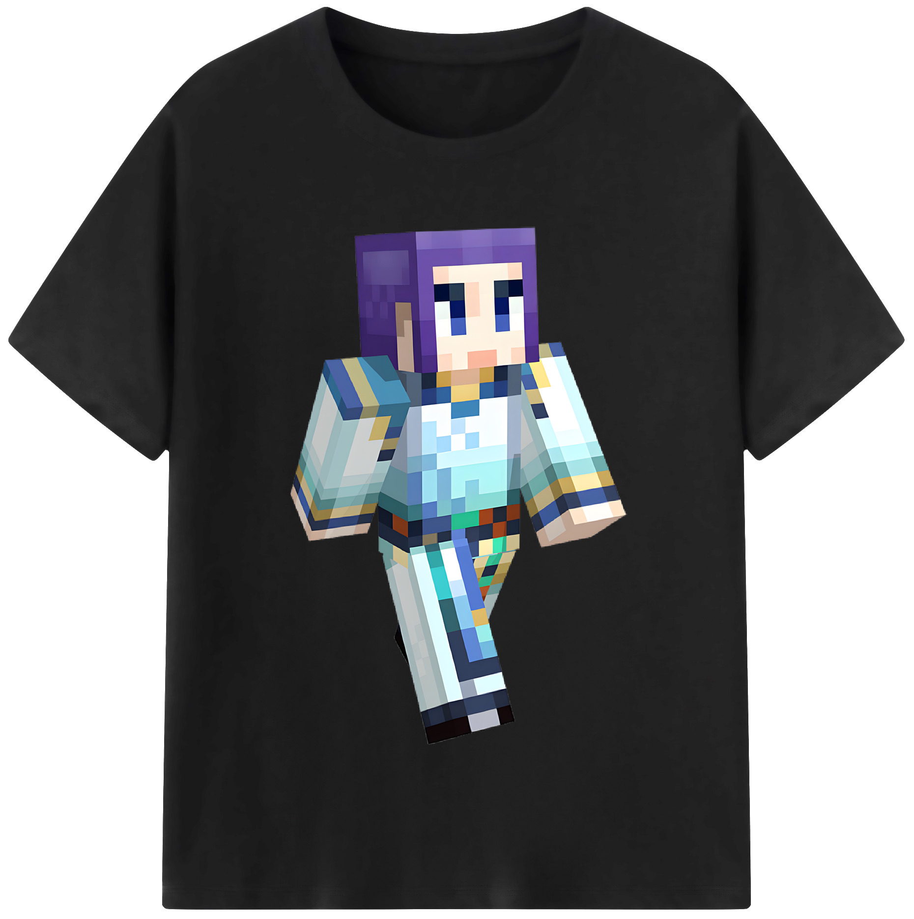 （画像用） マインクラフト ブロックの世界 Minecraft MC Block world 綿100％半袖Tシャツ（フロントプリント）