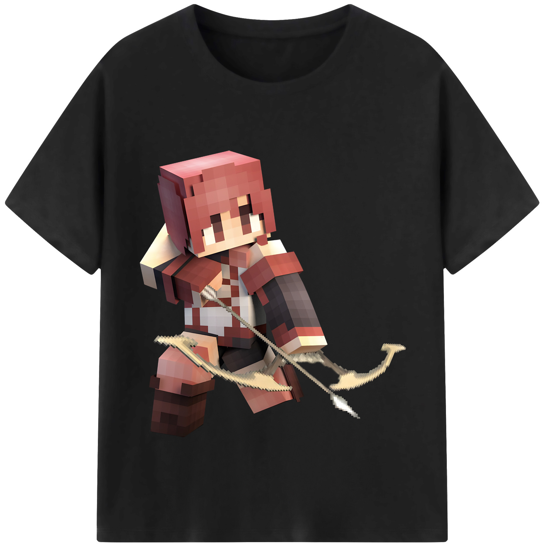 （画像用） マインクラフト ブロックの世界 Minecraft MC Block world 綿100％半袖Tシャツ（フロントプリント）
