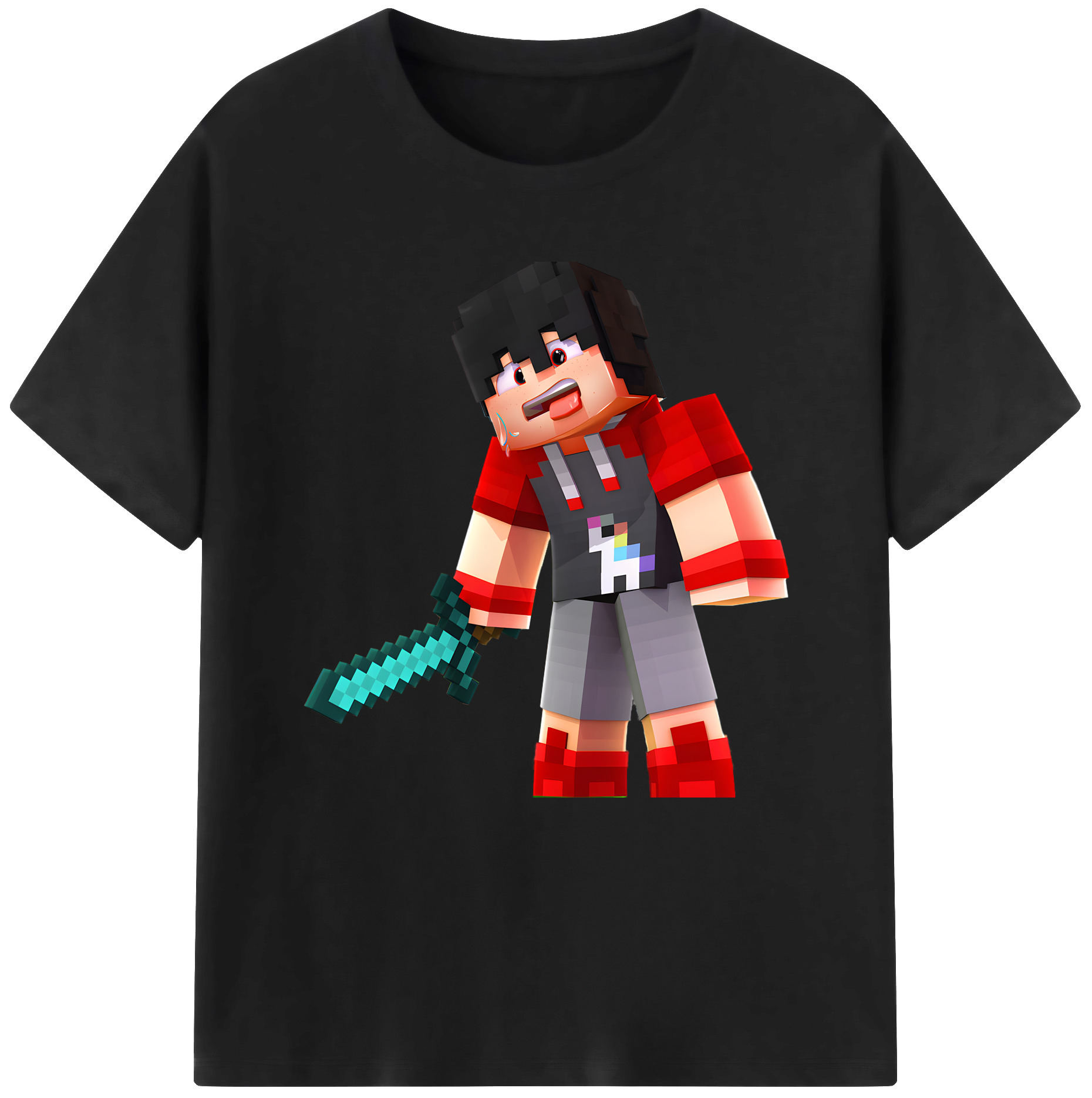 （画像用） マインクラフト ブロックの世界 Minecraft MC Block world 綿100％半袖Tシャツ（フロントプリント）