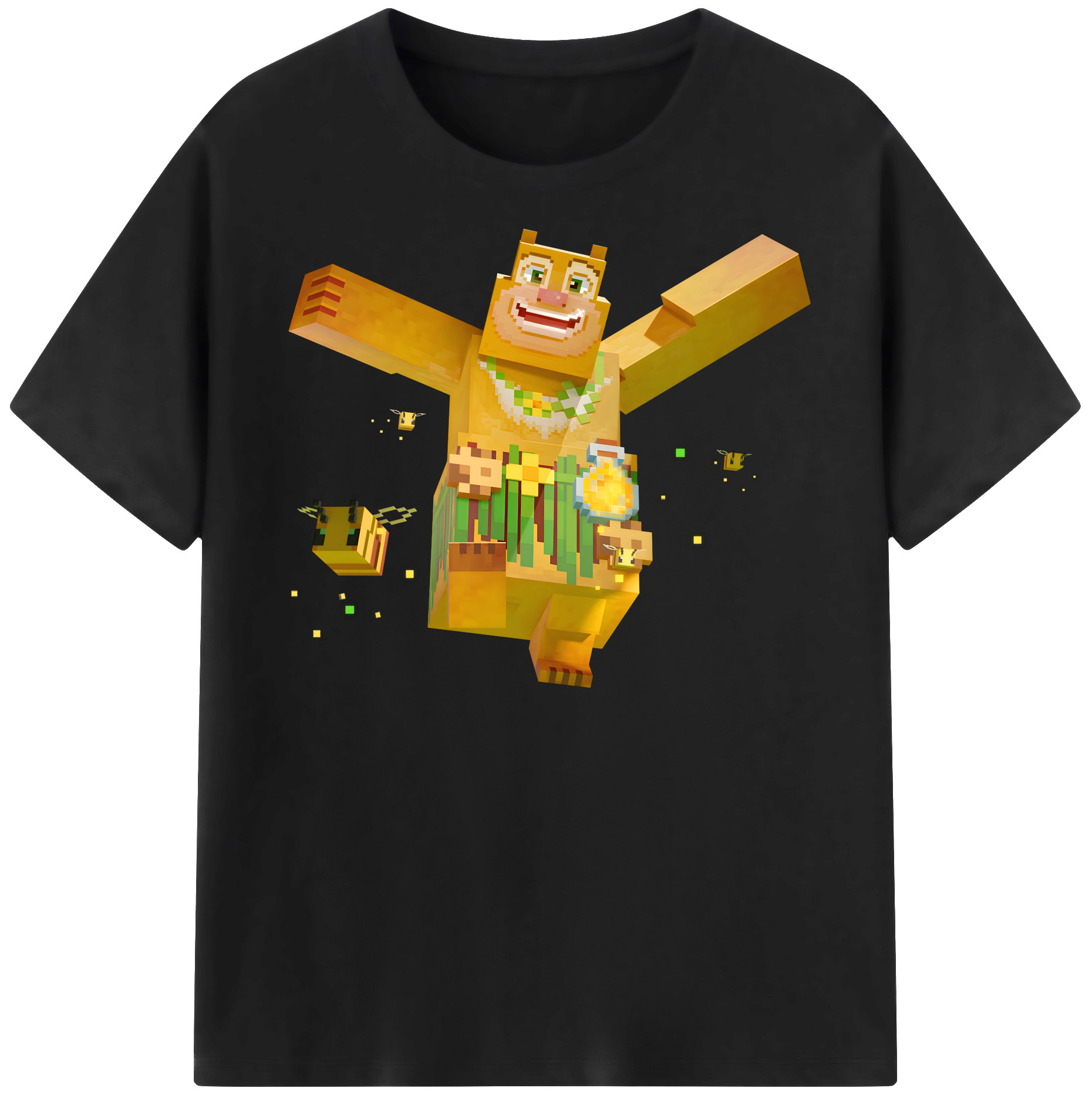 （画像用） マインクラフト ブロックの世界 Minecraft MC Block world 綿100％半袖Tシャツ（フロントプリント）