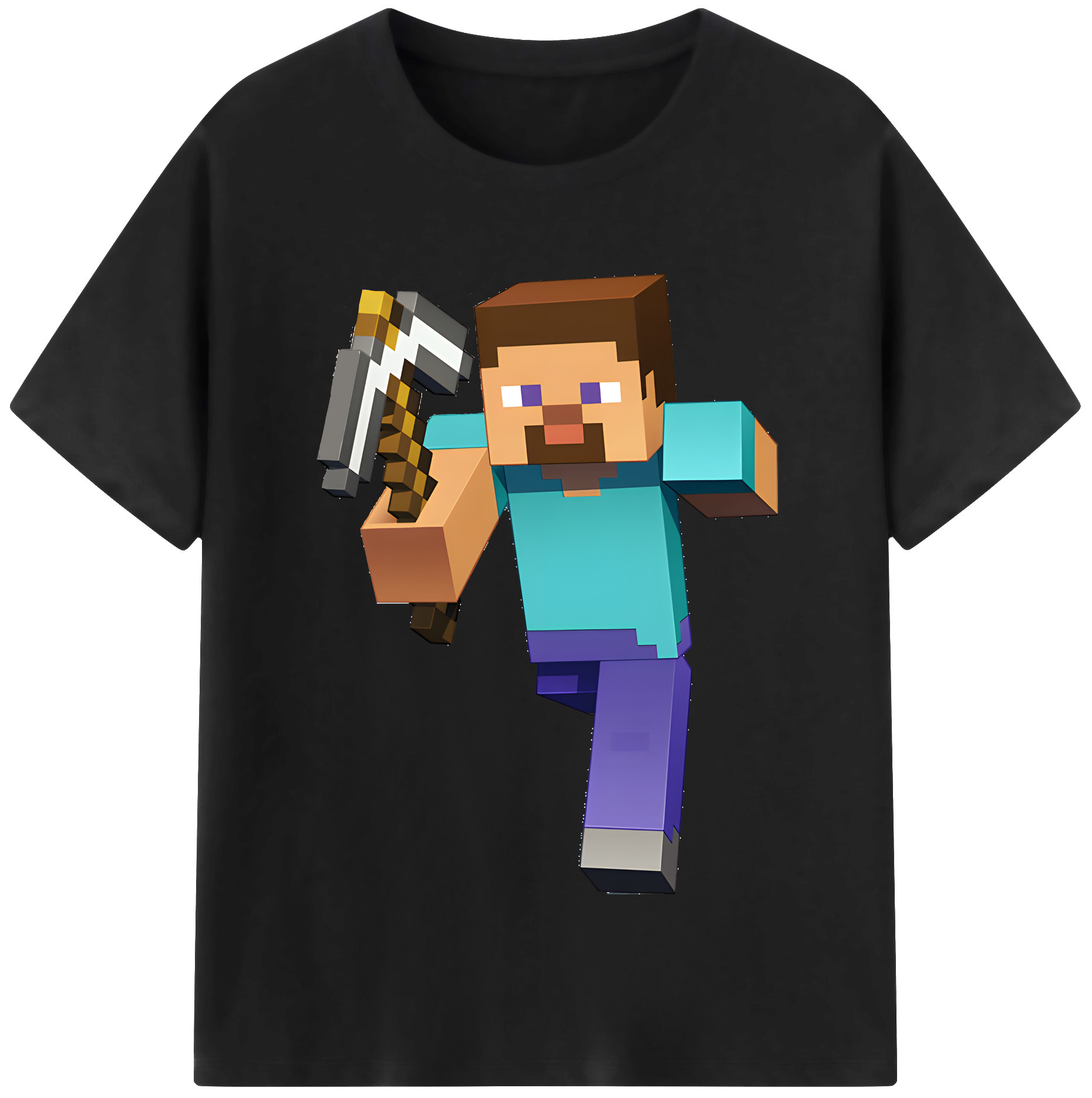 （画像用） マインクラフト ブロックの世界 Minecraft MC Block world 綿100％半袖Tシャツ（フロントプリント）