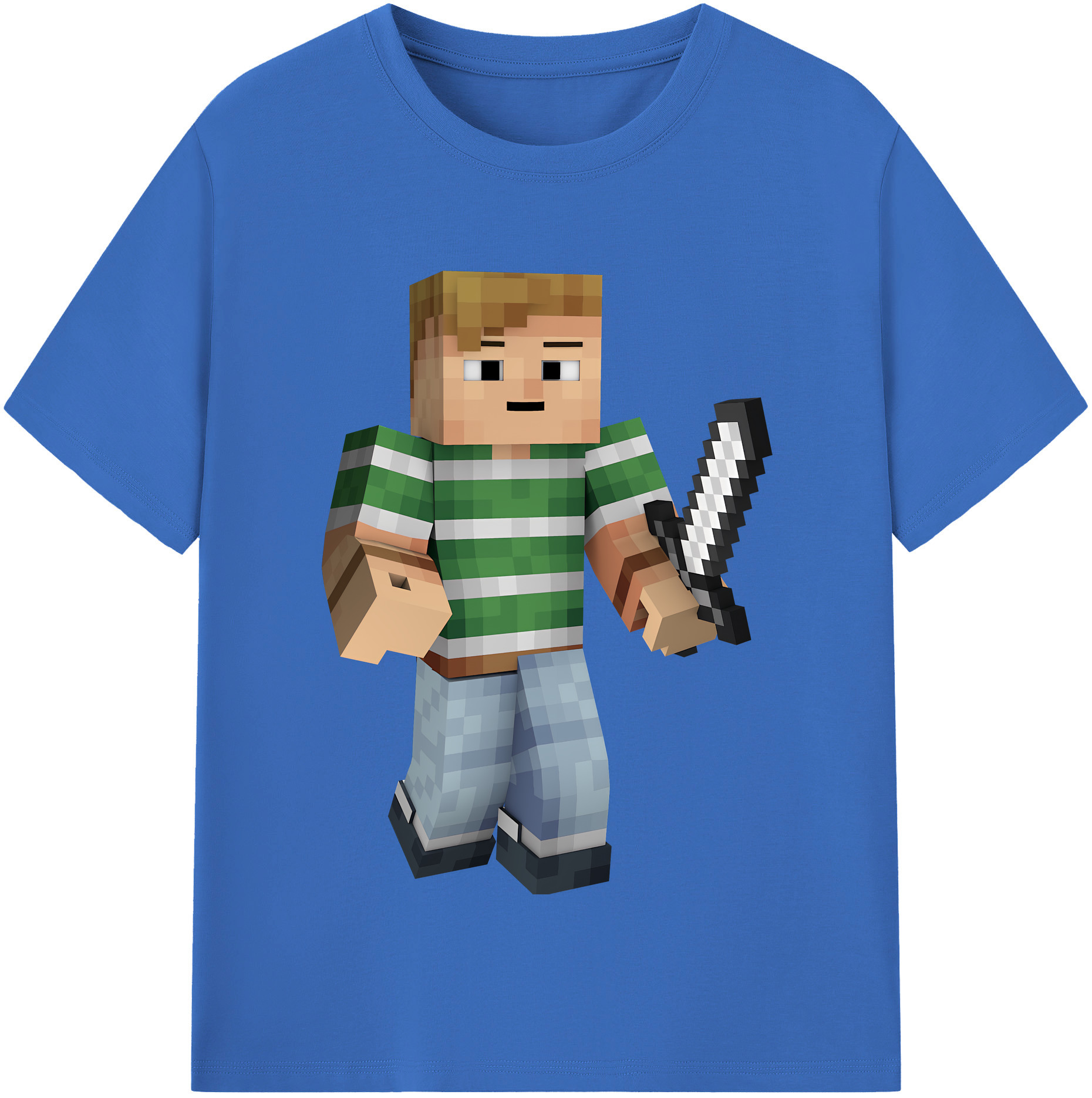 （画像用） マインクラフト ブロックの世界 Minecraft MC Block world 綿100％半袖Tシャツ（フロントプリント）