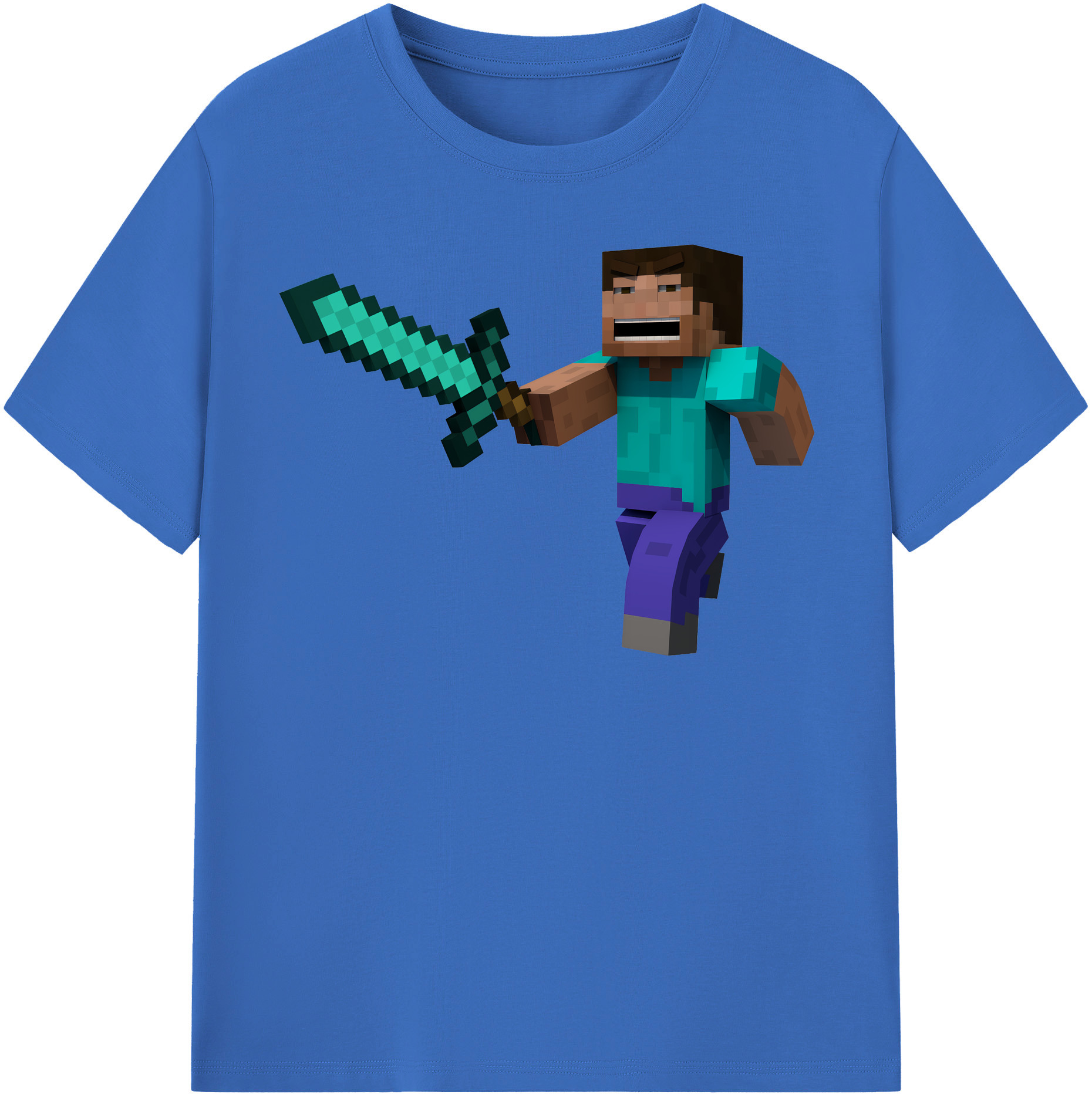 （画像用） マインクラフト ブロックの世界 Minecraft MC Block world 綿100％半袖Tシャツ（フロントプリント）