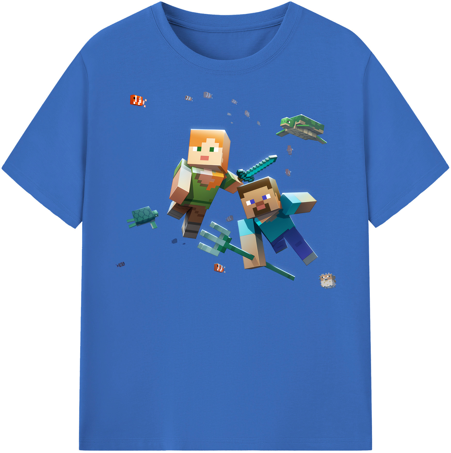 （画像用） マインクラフト ブロックの世界 Minecraft MC Block world 綿100％半袖Tシャツ（フロントプリント）