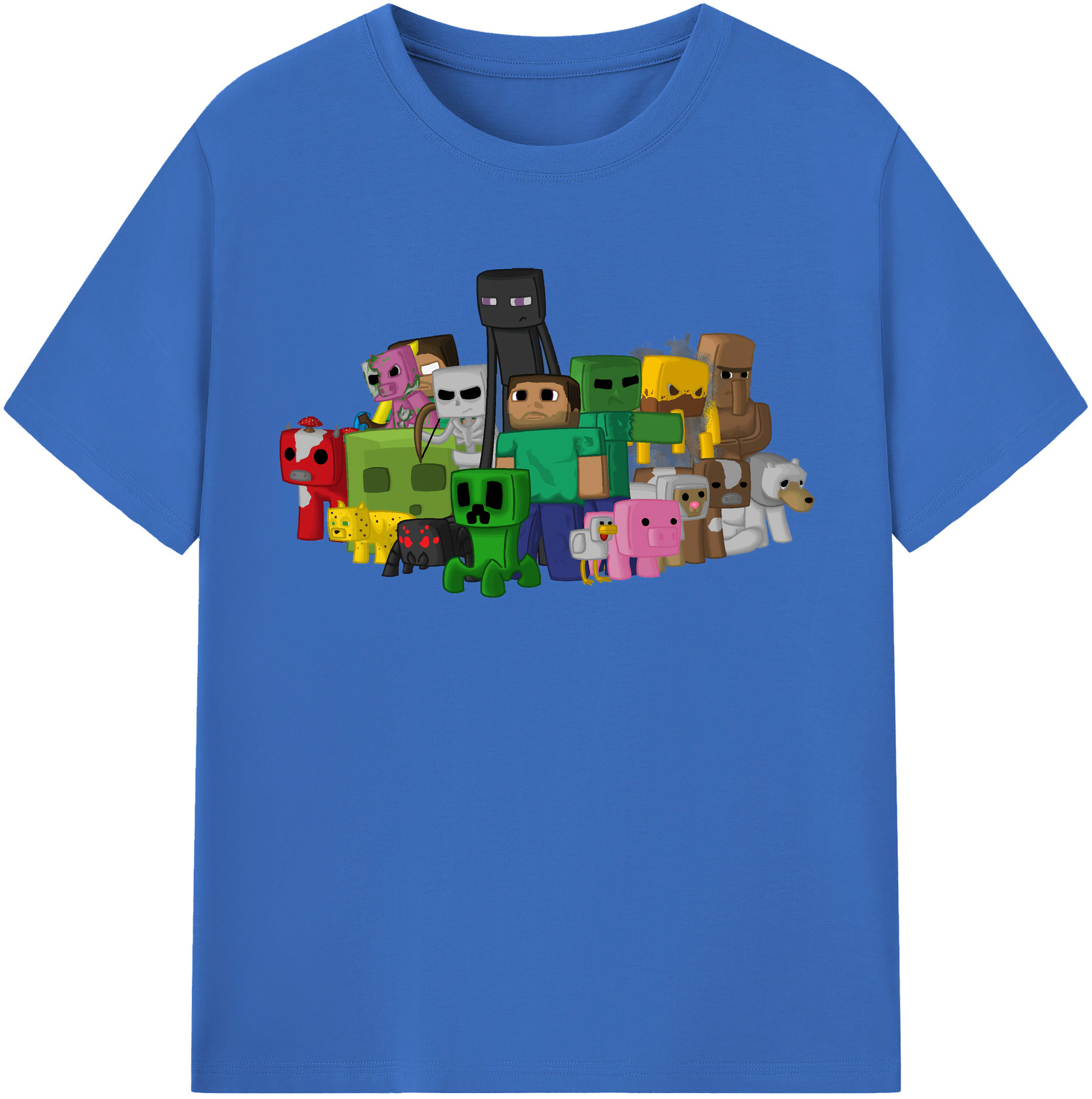 （画像用） マインクラフト ブロックの世界 Minecraft MC Block world 綿100％半袖Tシャツ（フロントプリント）