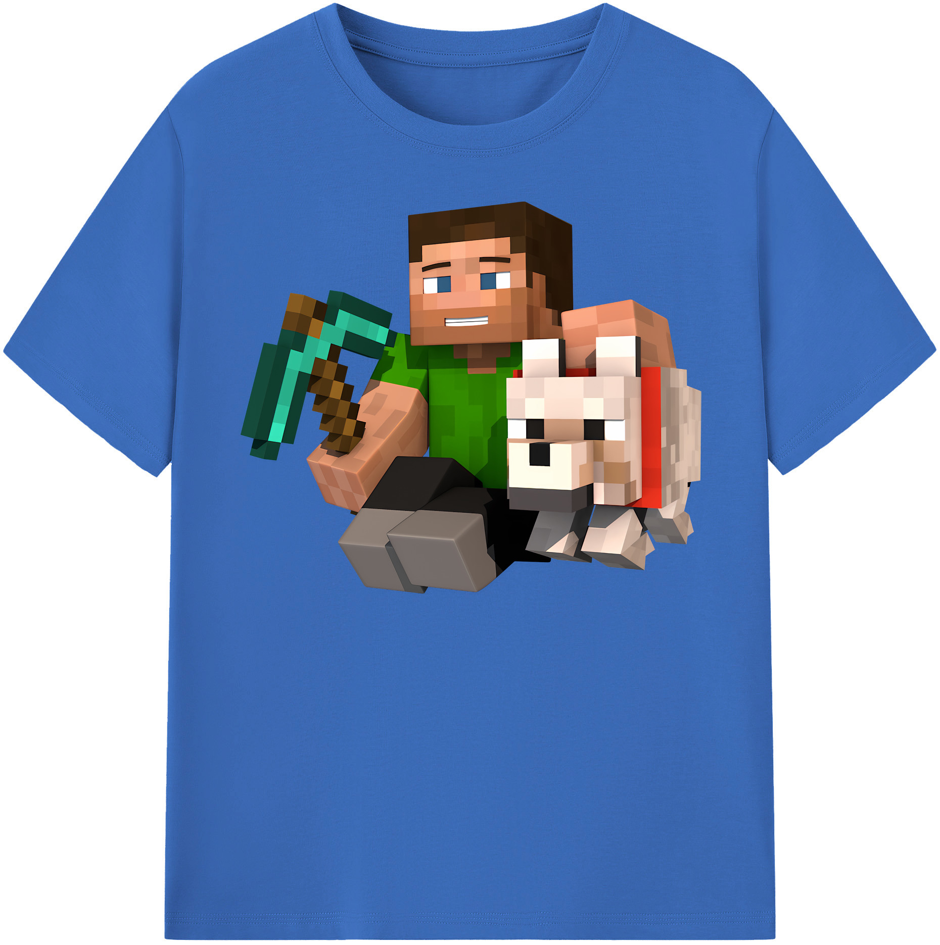 （画像用） マインクラフト ブロックの世界 Minecraft MC Block world 綿100％半袖Tシャツ（フロントプリント）