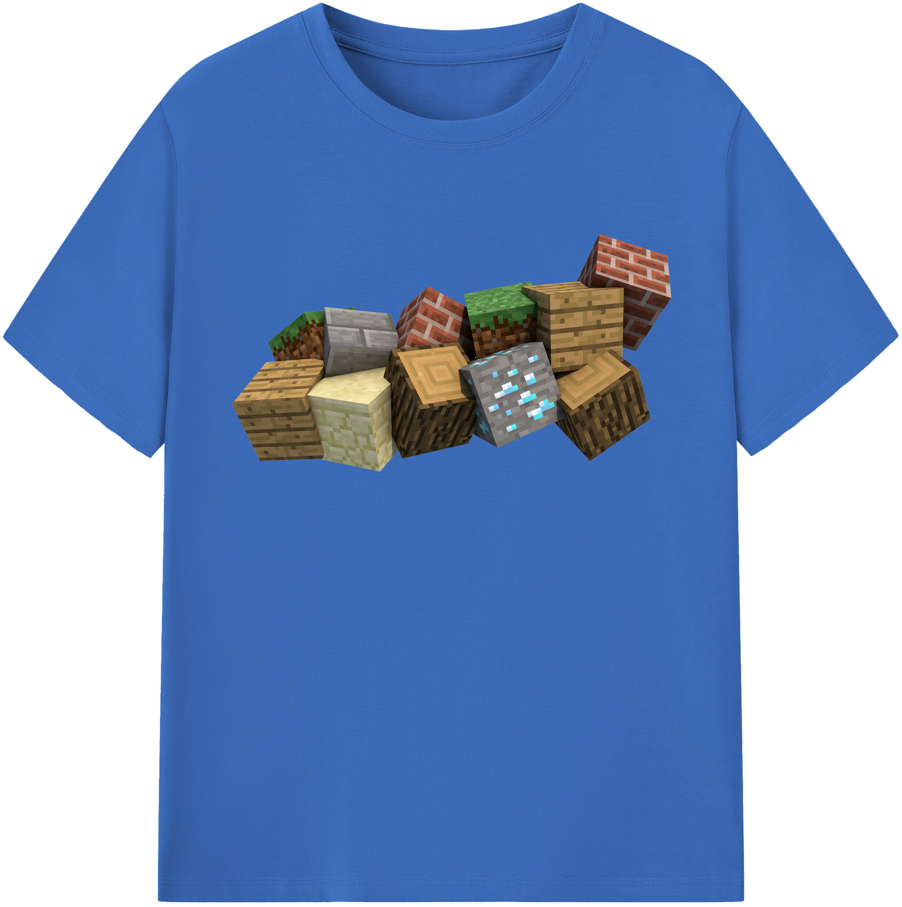 （画像用） マインクラフト ブロックの世界 Minecraft MC Block world 綿100％半袖Tシャツ（フロントプリント）