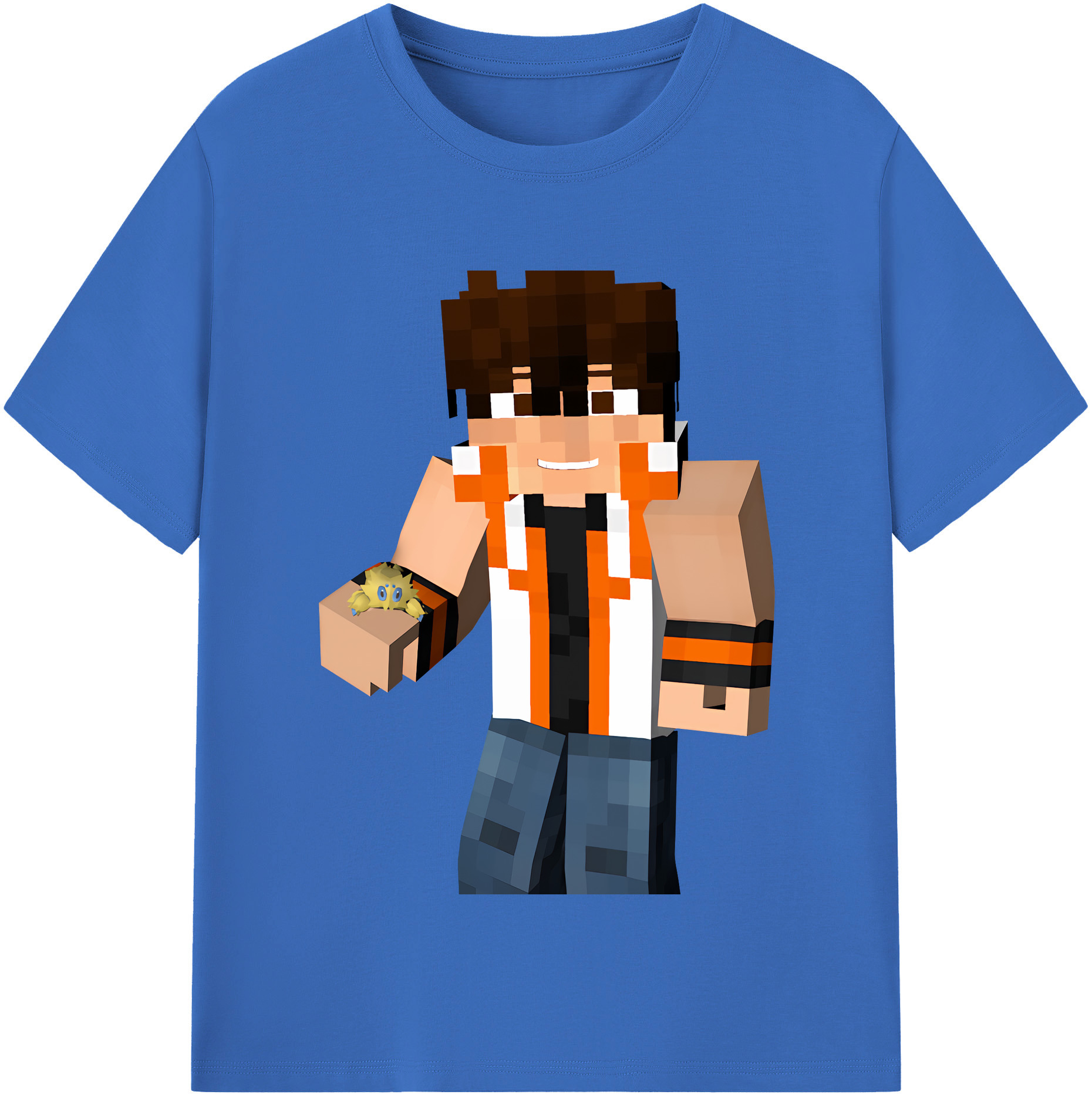 （画像用） マインクラフト ブロックの世界 Minecraft MC Block world 綿100％半袖Tシャツ（フロントプリント）