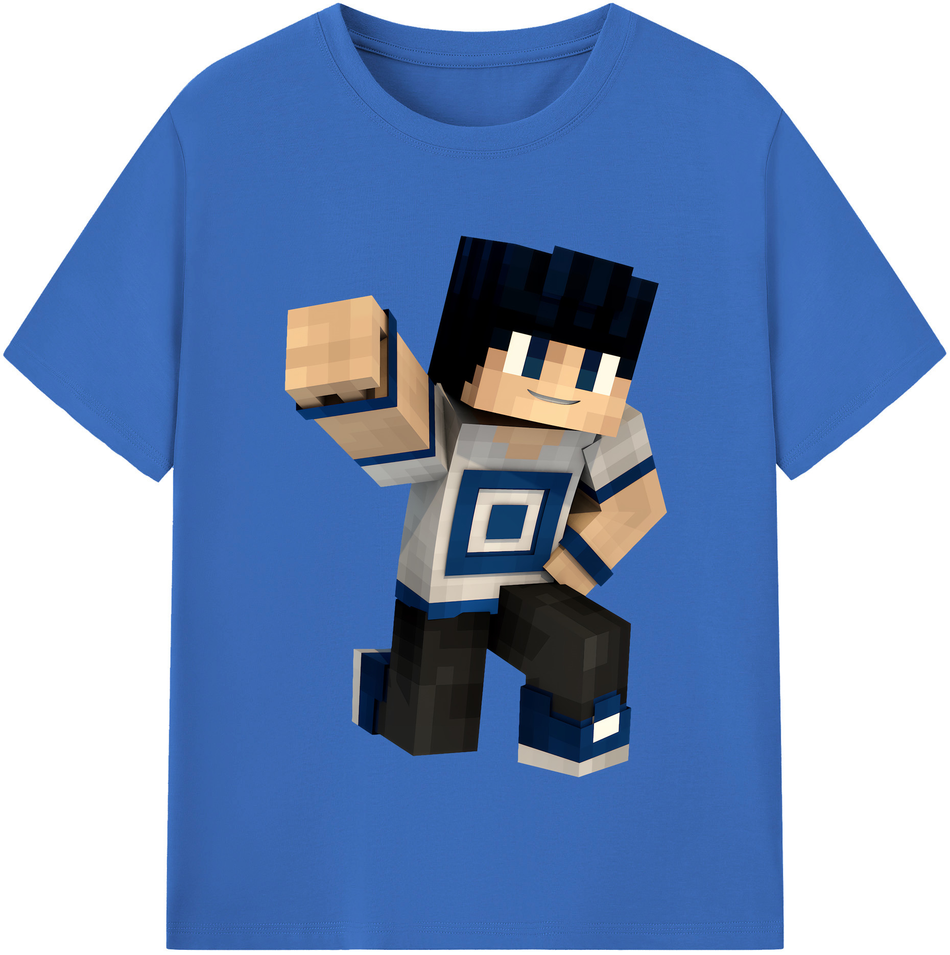 （画像用） マインクラフト ブロックの世界 Minecraft MC Block world 綿100％半袖Tシャツ（フロントプリント）