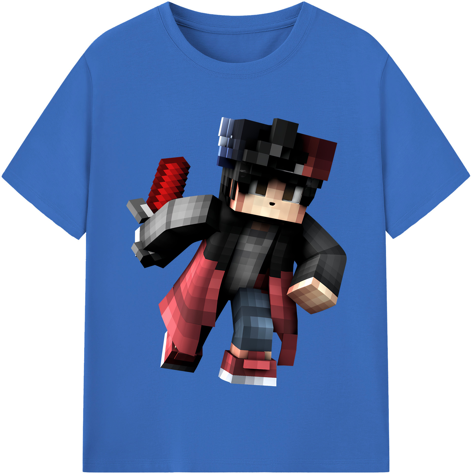 （画像用） マインクラフト ブロックの世界 Minecraft MC Block world 綿100％半袖Tシャツ（フロントプリント）