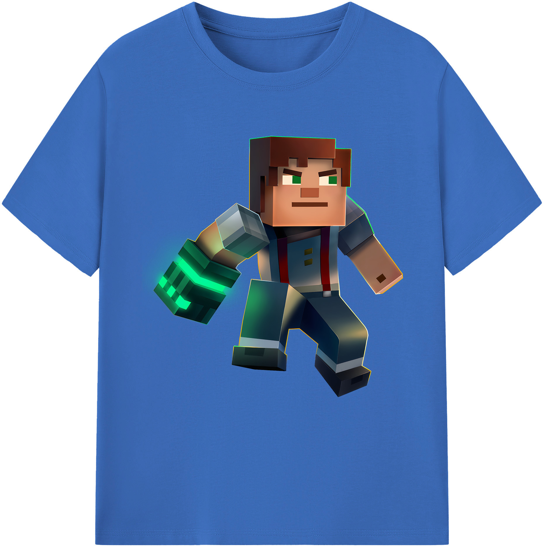 （画像用） マインクラフト ブロックの世界 Minecraft MC Block world 綿100％半袖Tシャツ（フロントプリント）