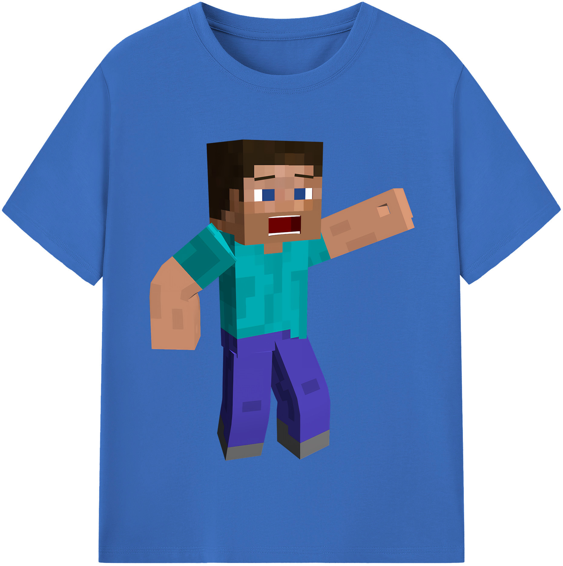 （画像用） マインクラフト ブロックの世界 Minecraft MC Block world 綿100％半袖Tシャツ（フロントプリント）