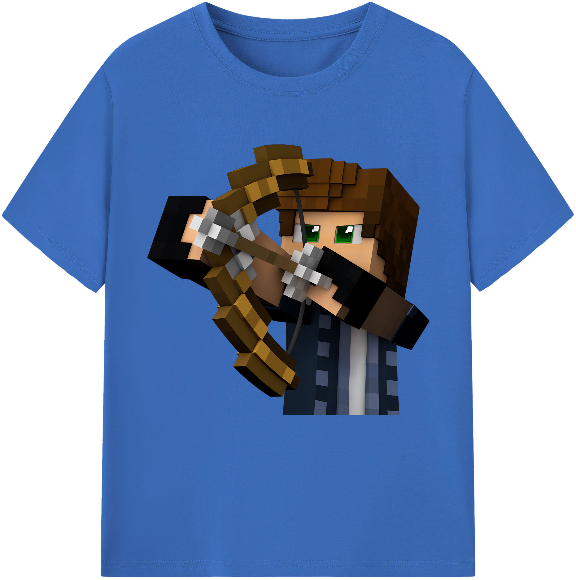 （画像用） マインクラフト ブロックの世界 Minecraft MC Block world 綿100％半袖Tシャツ（フロントプリント）
