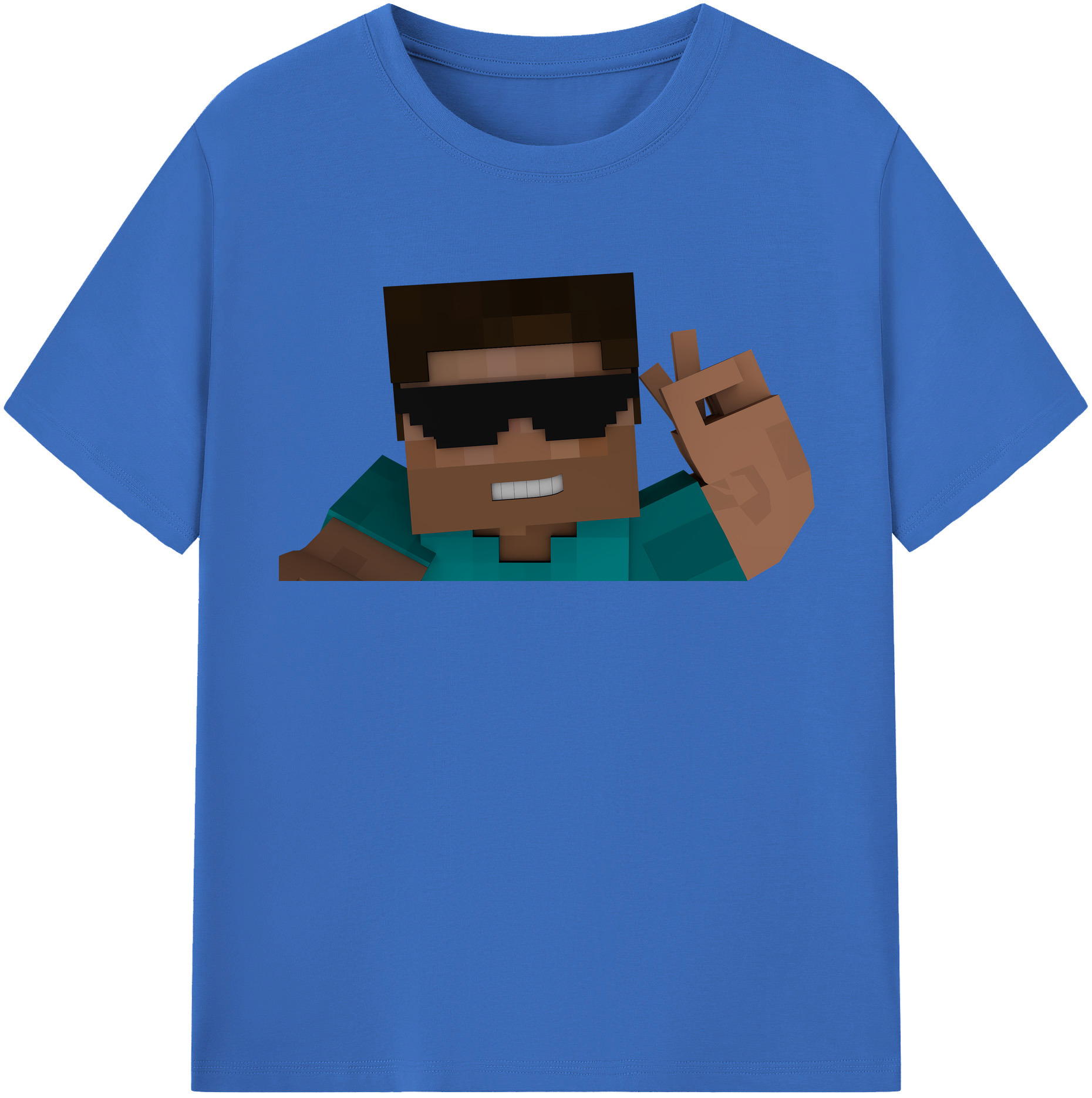 （画像用） マインクラフト ブロックの世界 Minecraft MC Block world 綿100％半袖Tシャツ（フロントプリント）