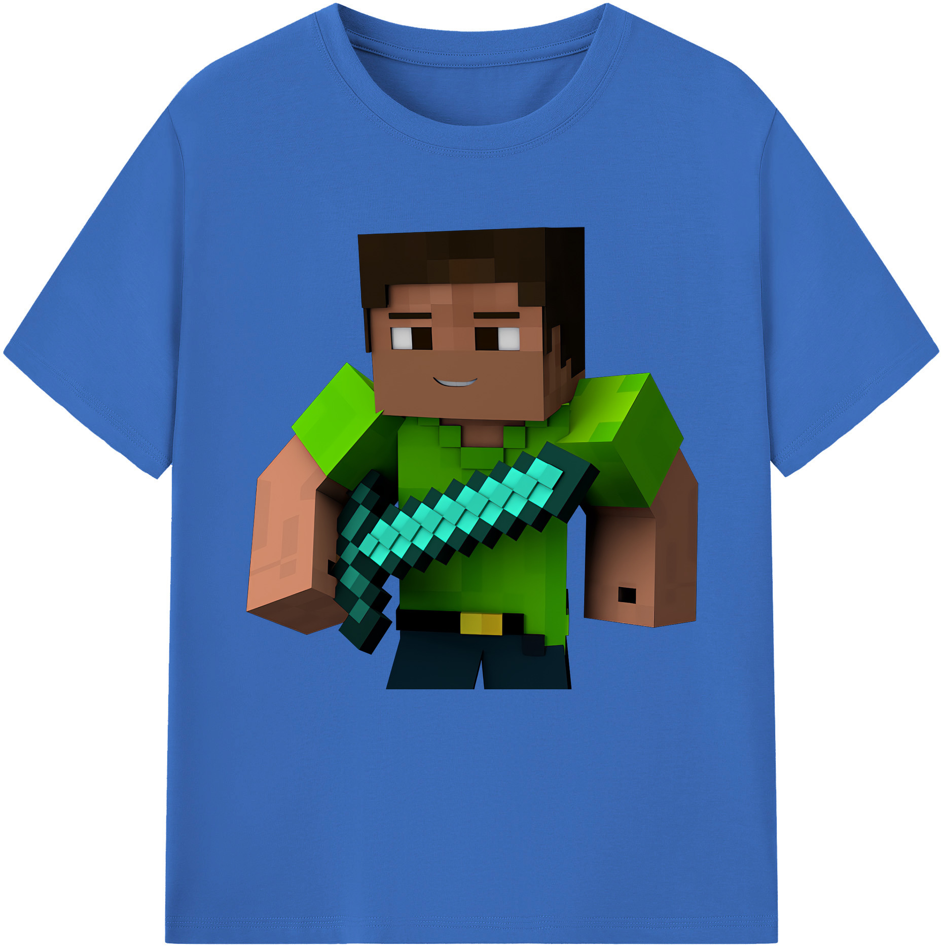 （画像用） マインクラフト ブロックの世界 Minecraft MC Block world 綿100％半袖Tシャツ（フロントプリント）