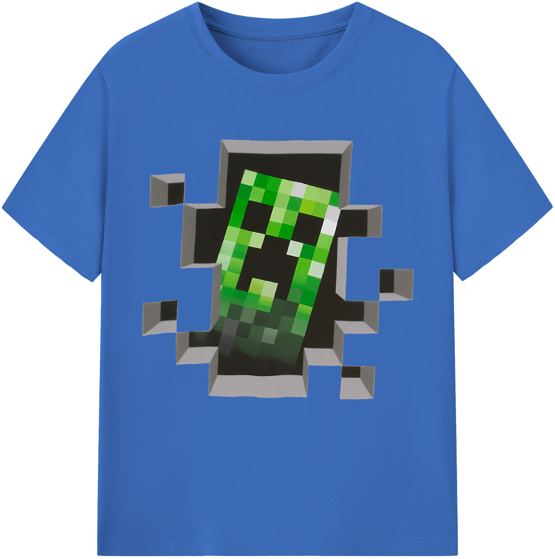 （画像用） マインクラフト ブロックの世界 Minecraft MC Block world 綿100％半袖Tシャツ（フロントプリント）