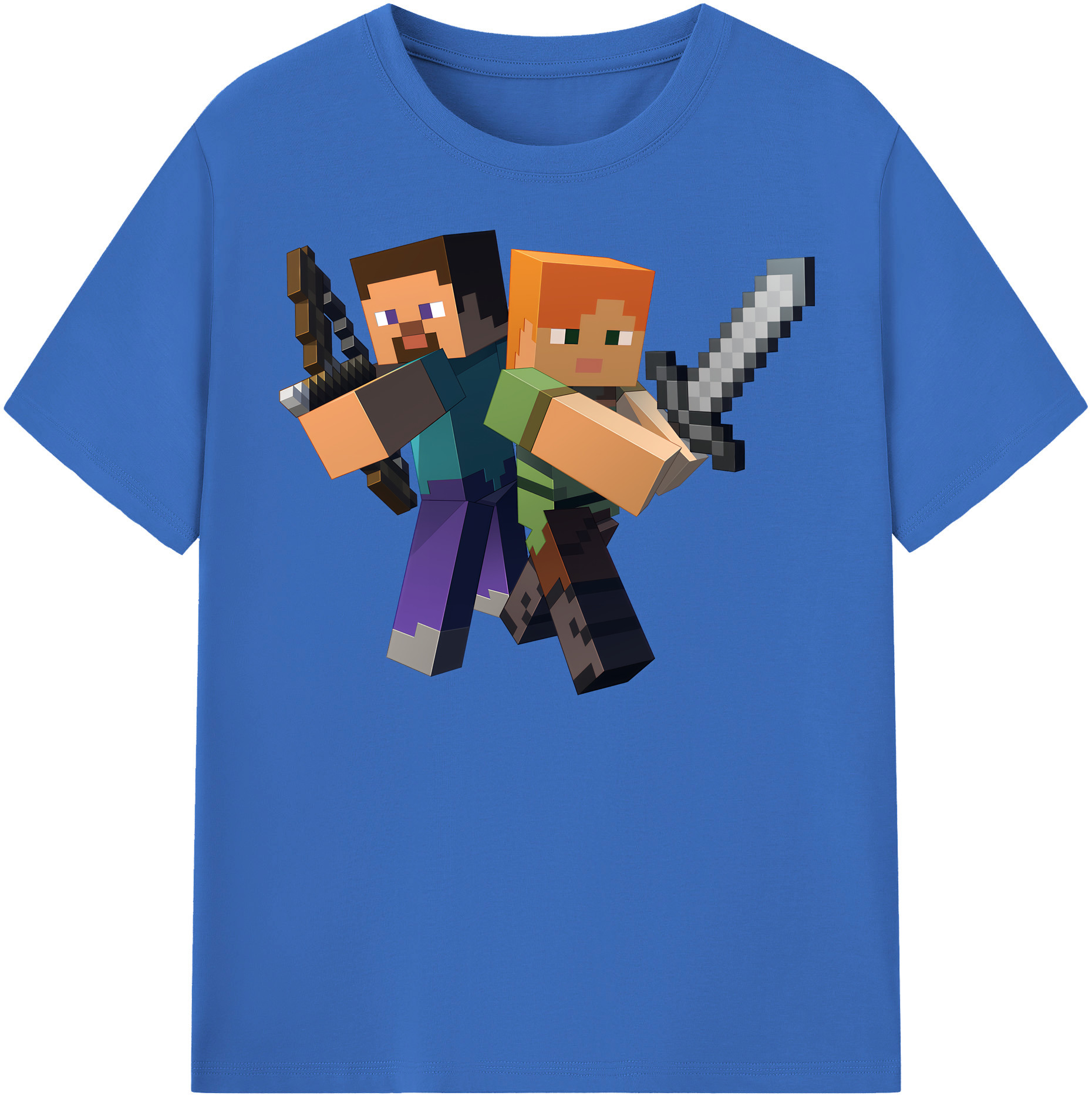 （画像用） マインクラフト ブロックの世界 Minecraft MC Block world 綿100％半袖Tシャツ（フロントプリント）
