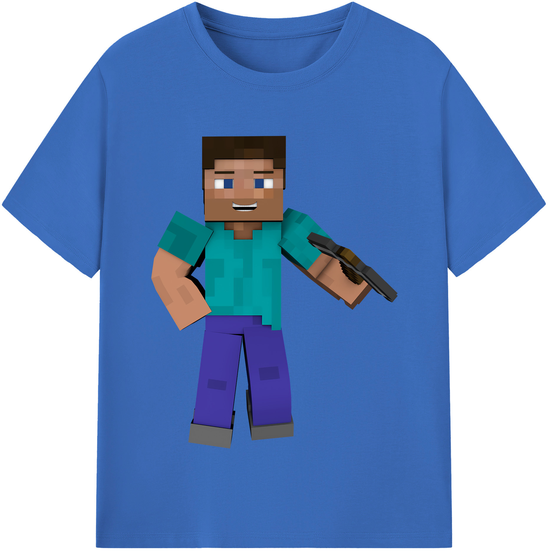 （画像用） マインクラフト ブロックの世界 Minecraft MC Block world 綿100％半袖Tシャツ（フロントプリント）