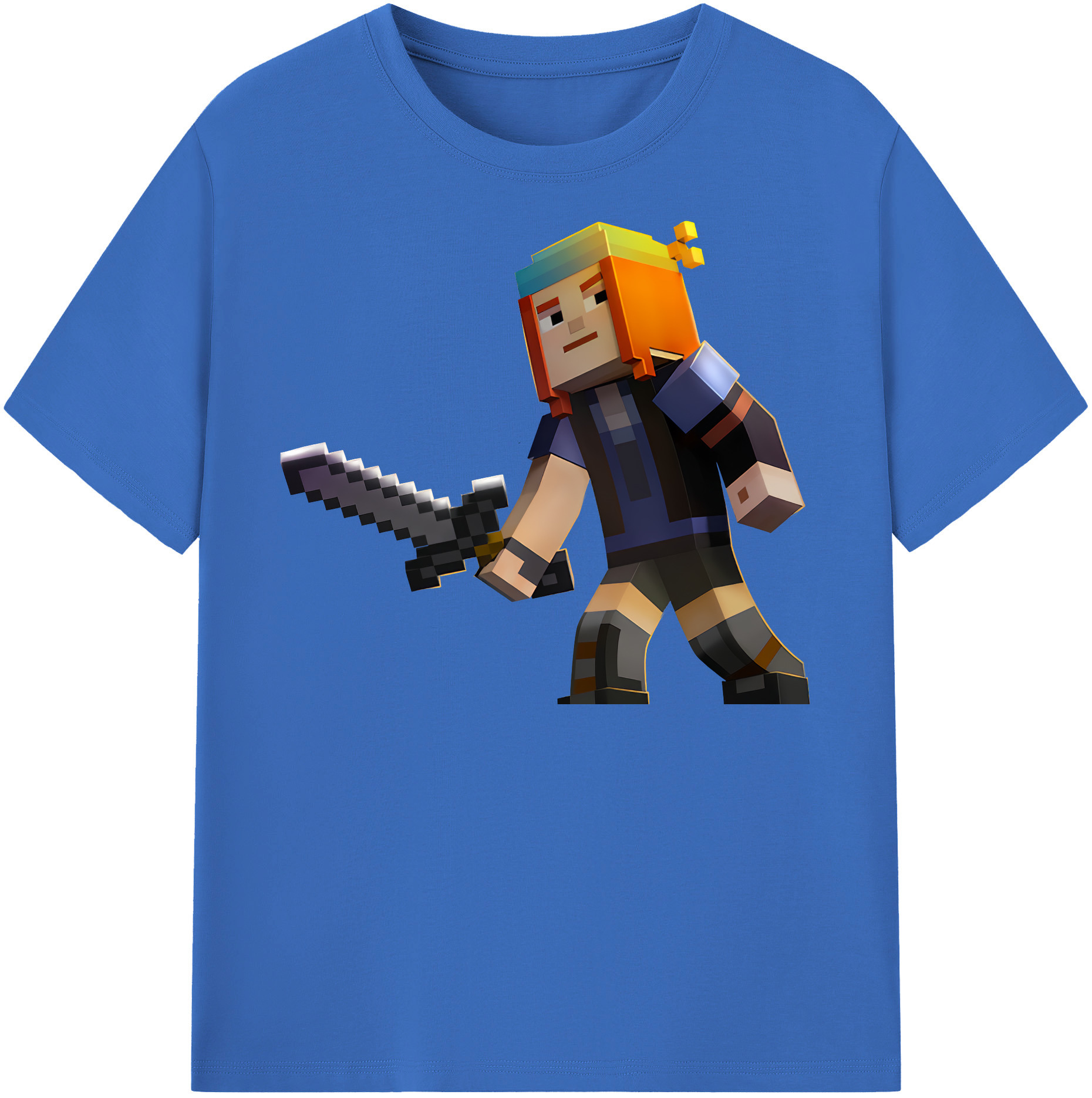 （画像用） マインクラフト ブロックの世界 Minecraft MC Block world 綿100％半袖Tシャツ（フロントプリント）