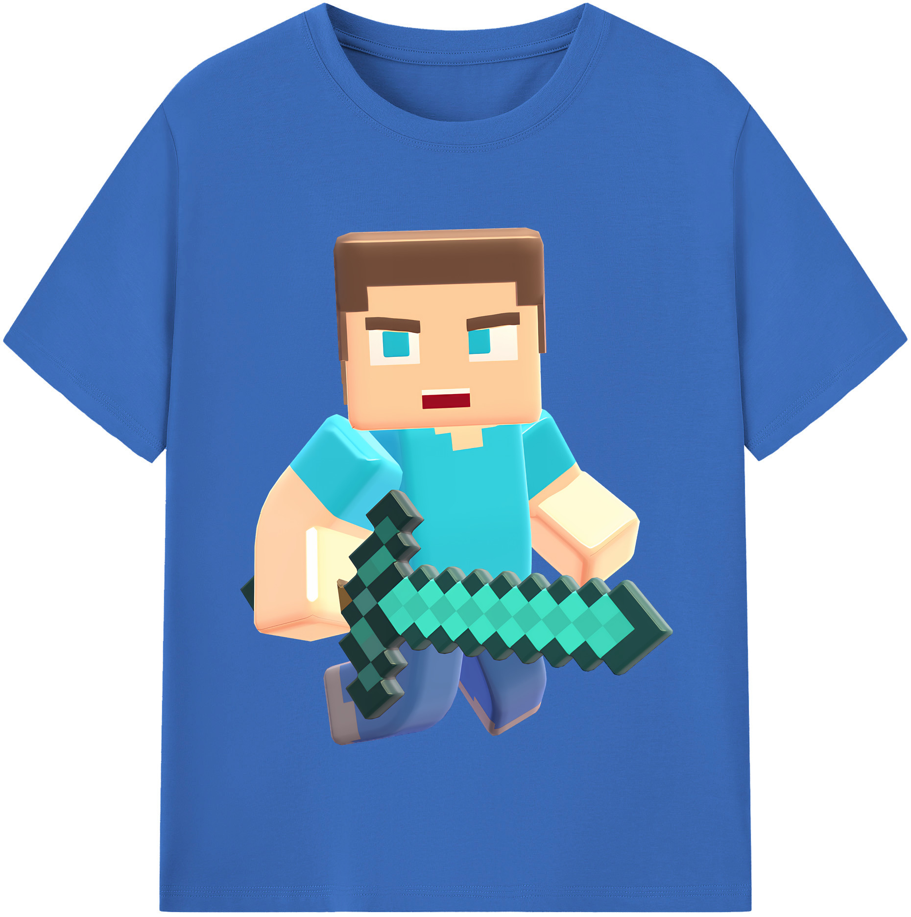 （画像用） マインクラフト ブロックの世界 Minecraft MC Block world 綿100％半袖Tシャツ（フロントプリント）