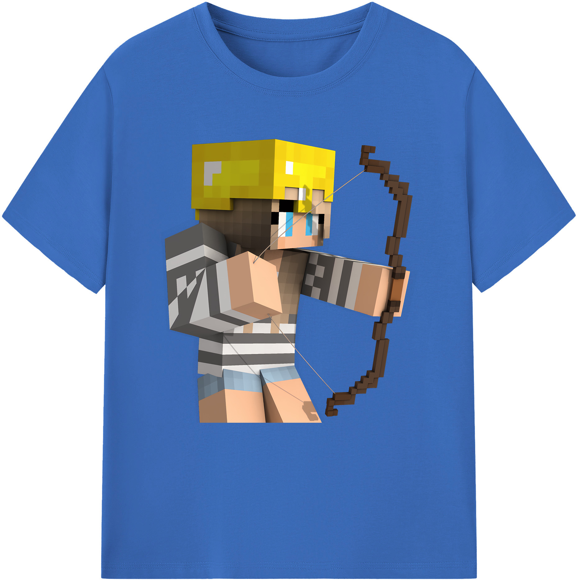 （画像用） マインクラフト ブロックの世界 Minecraft MC Block world 綿100％半袖Tシャツ（フロントプリント）