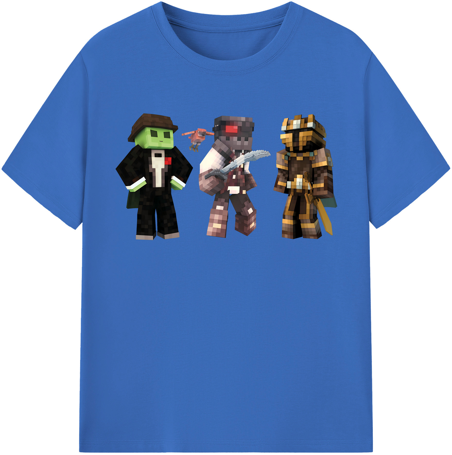 （画像用） マインクラフト ブロックの世界 Minecraft MC Block world 綿100％半袖Tシャツ（フロントプリント）