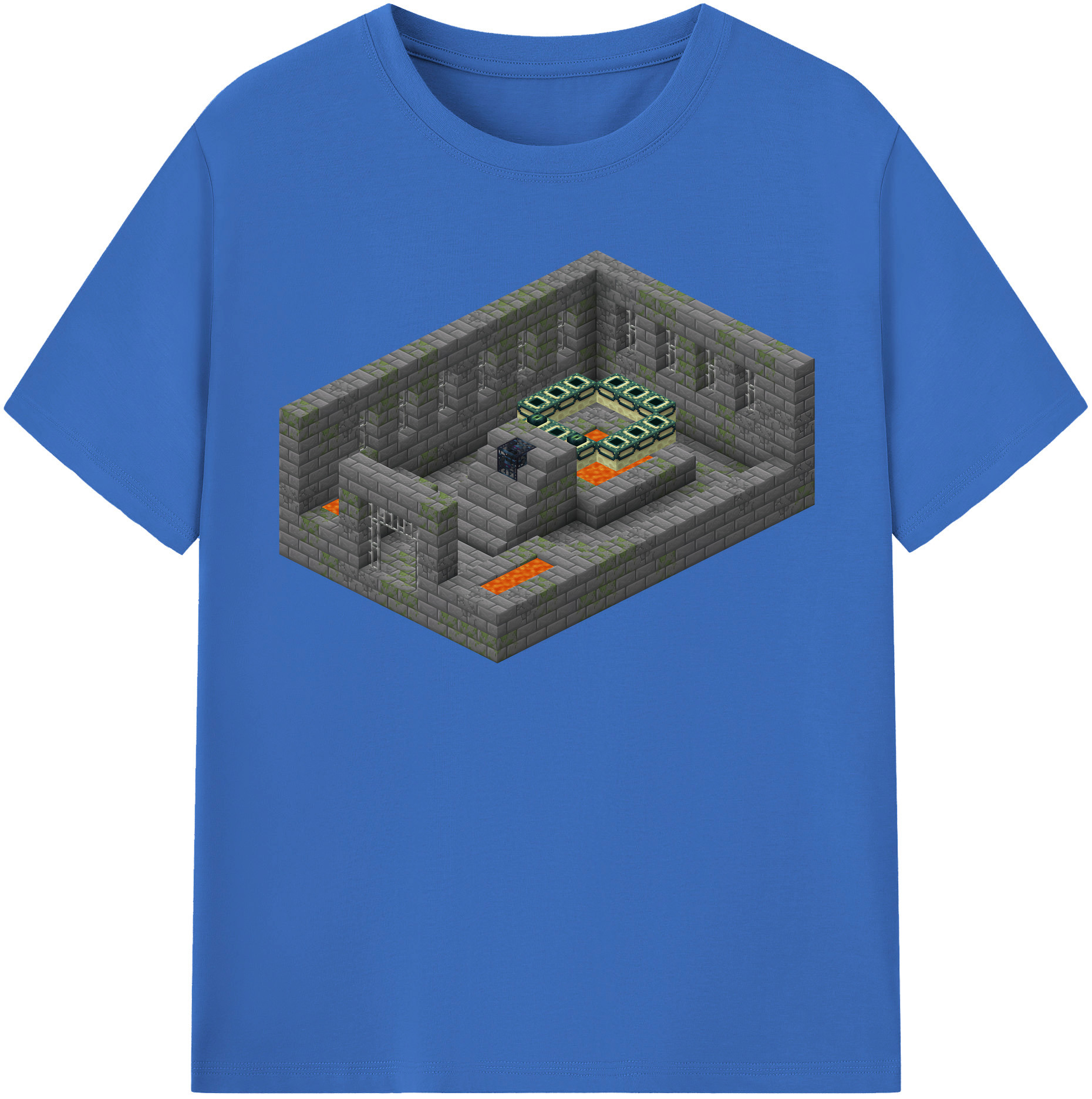 （画像用） マインクラフト ブロックの世界 Minecraft MC Block world 綿100％半袖Tシャツ（フロントプリント）