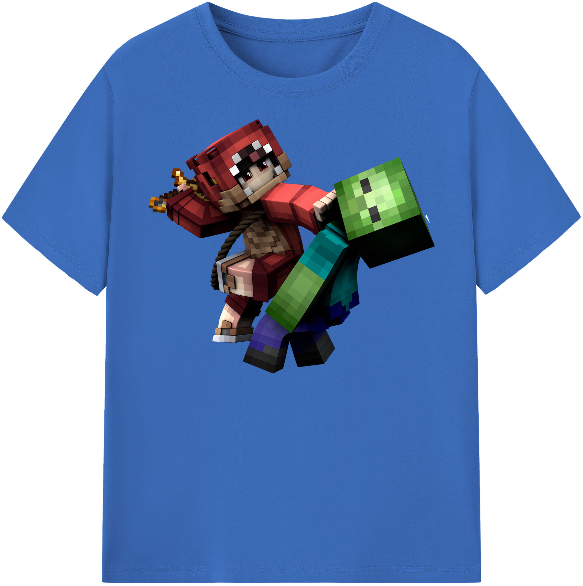（画像用） マインクラフト ブロックの世界 Minecraft MC Block world 綿100％半袖Tシャツ（フロントプリント）