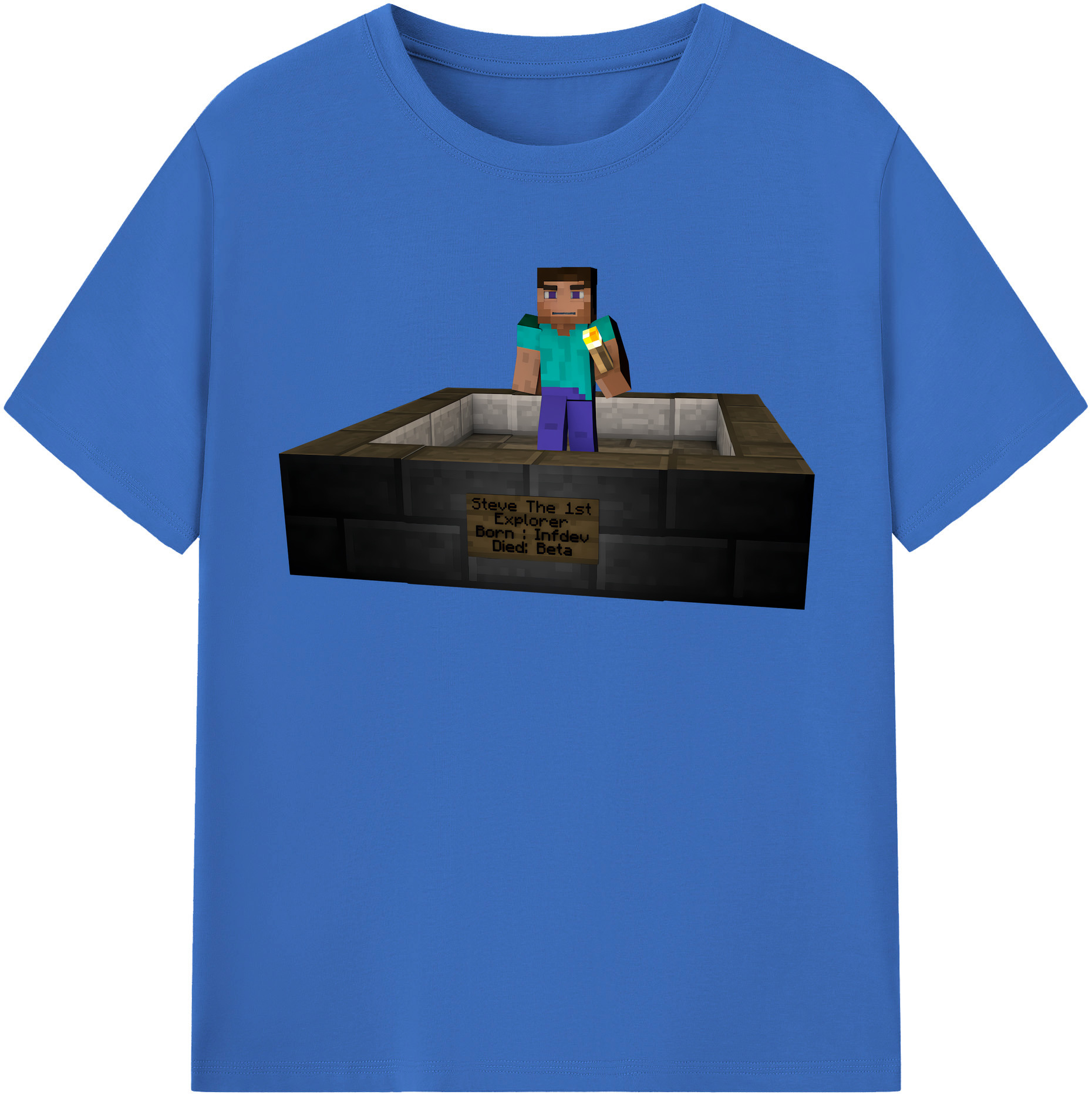 （画像用） マインクラフト ブロックの世界 Minecraft MC Block world 綿100％半袖Tシャツ（フロントプリント）