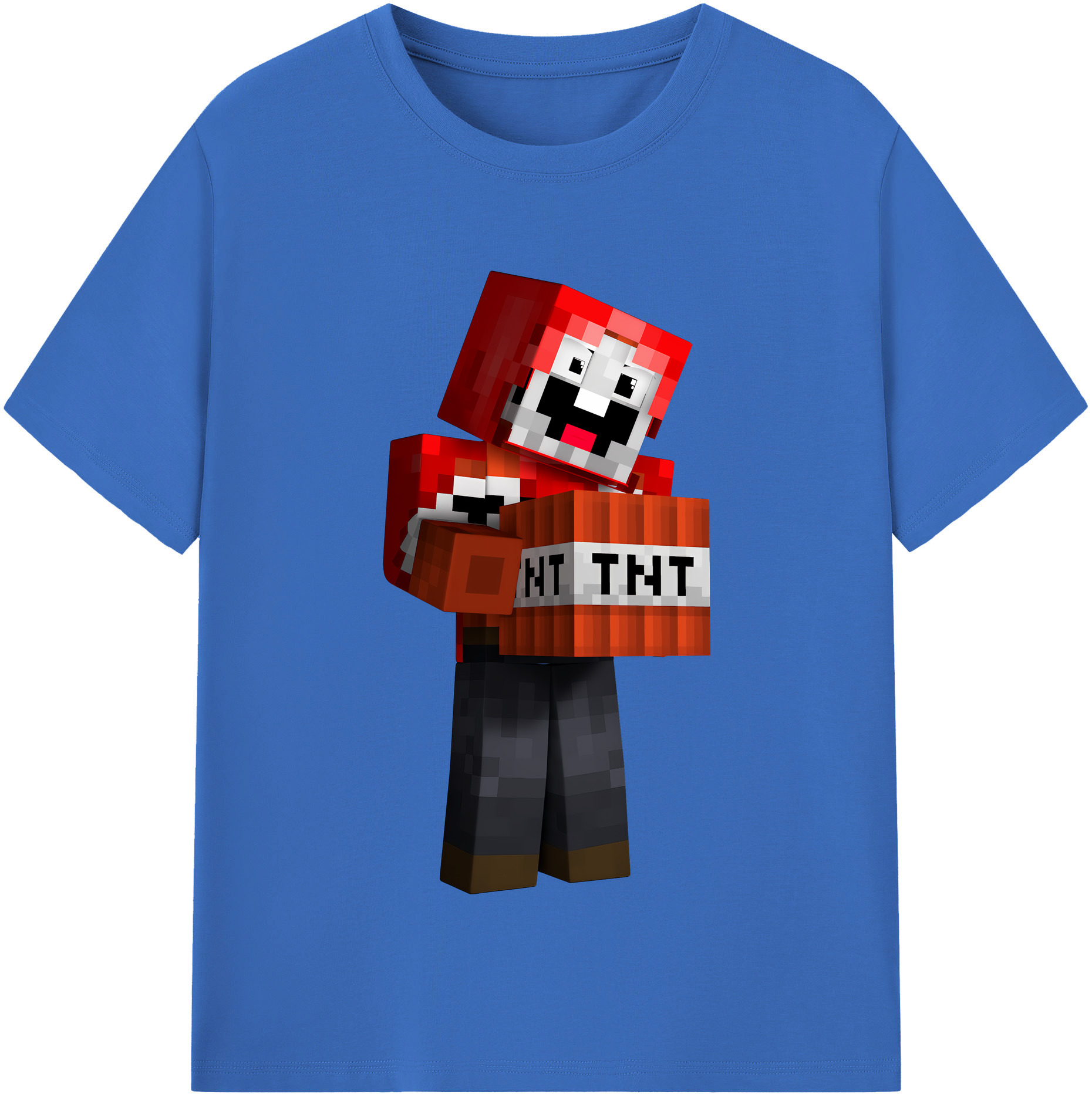 （画像用） マインクラフト ブロックの世界 Minecraft MC Block world 綿100％半袖Tシャツ（フロントプリント）