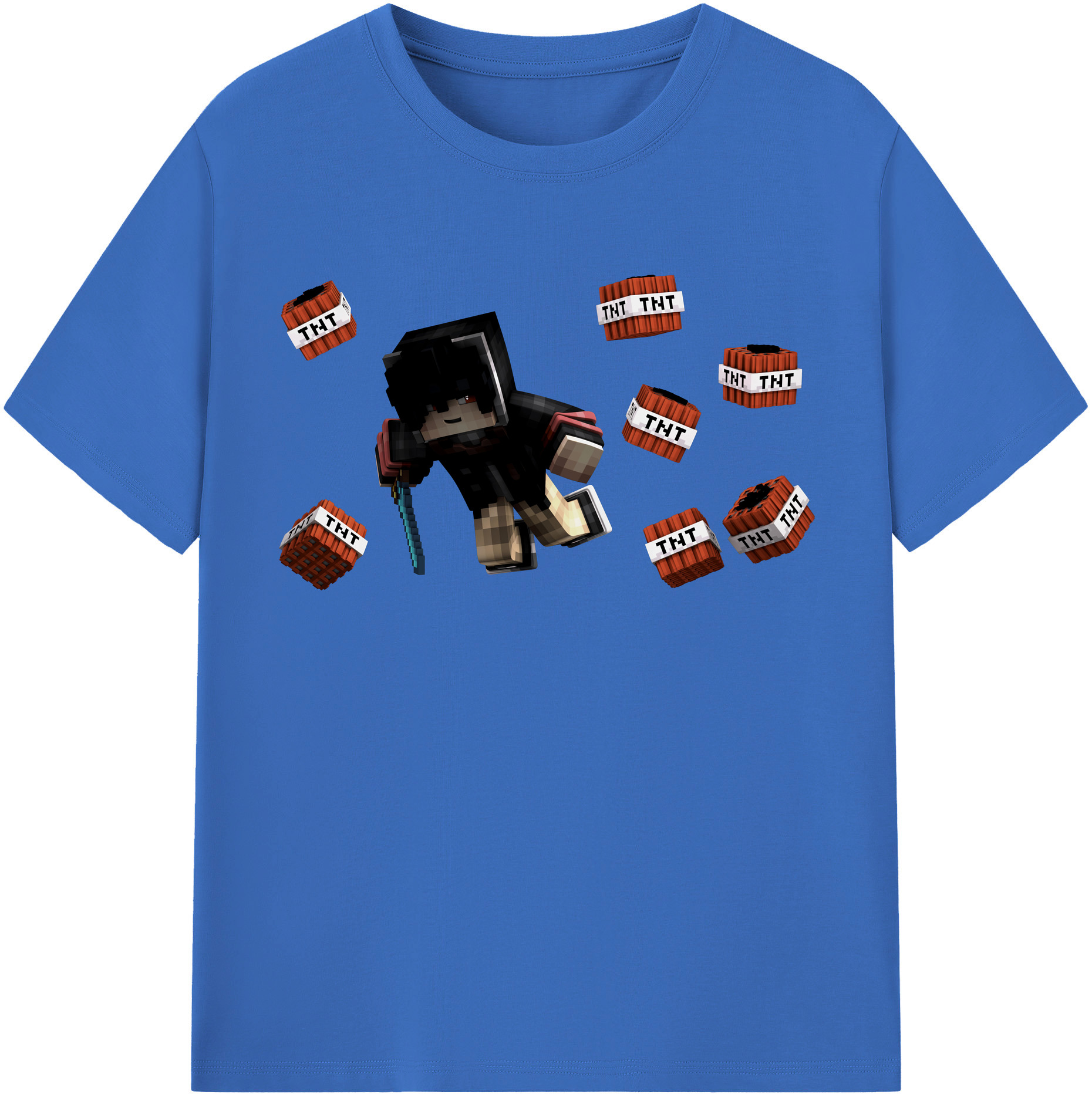 （画像用） マインクラフト ブロックの世界 Minecraft MC Block world 綿100％半袖Tシャツ（フロントプリント）