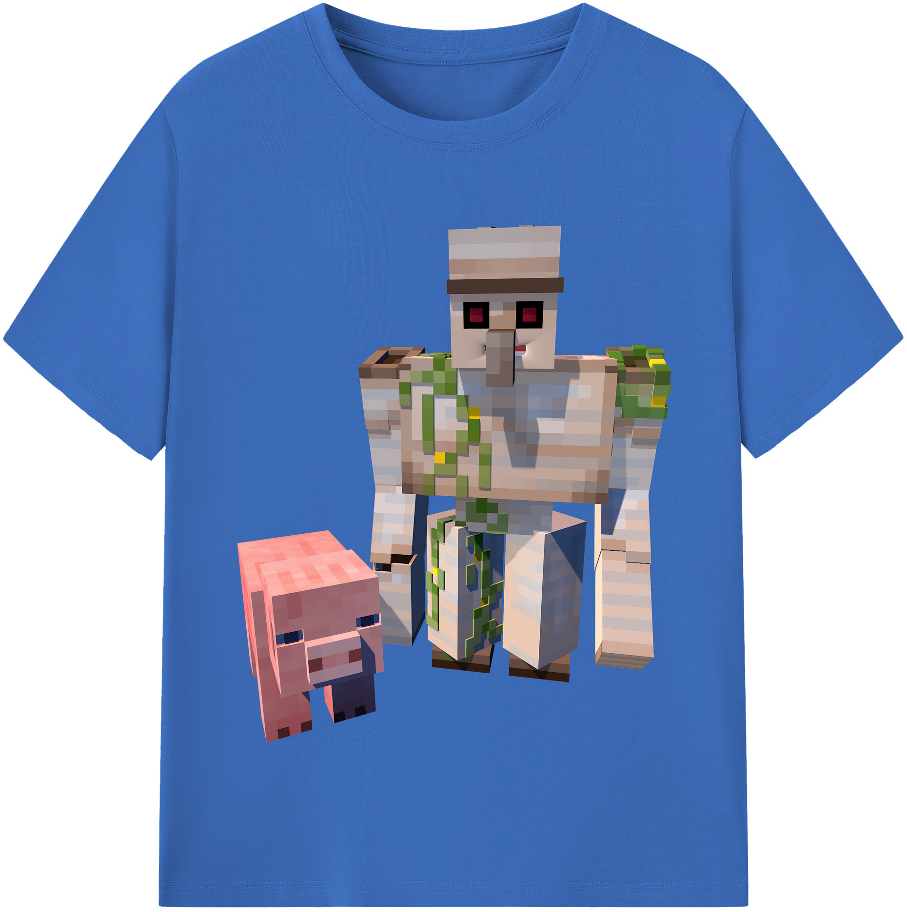 （画像用） マインクラフト ブロックの世界 Minecraft MC Block world 綿100％半袖Tシャツ（フロントプリント）